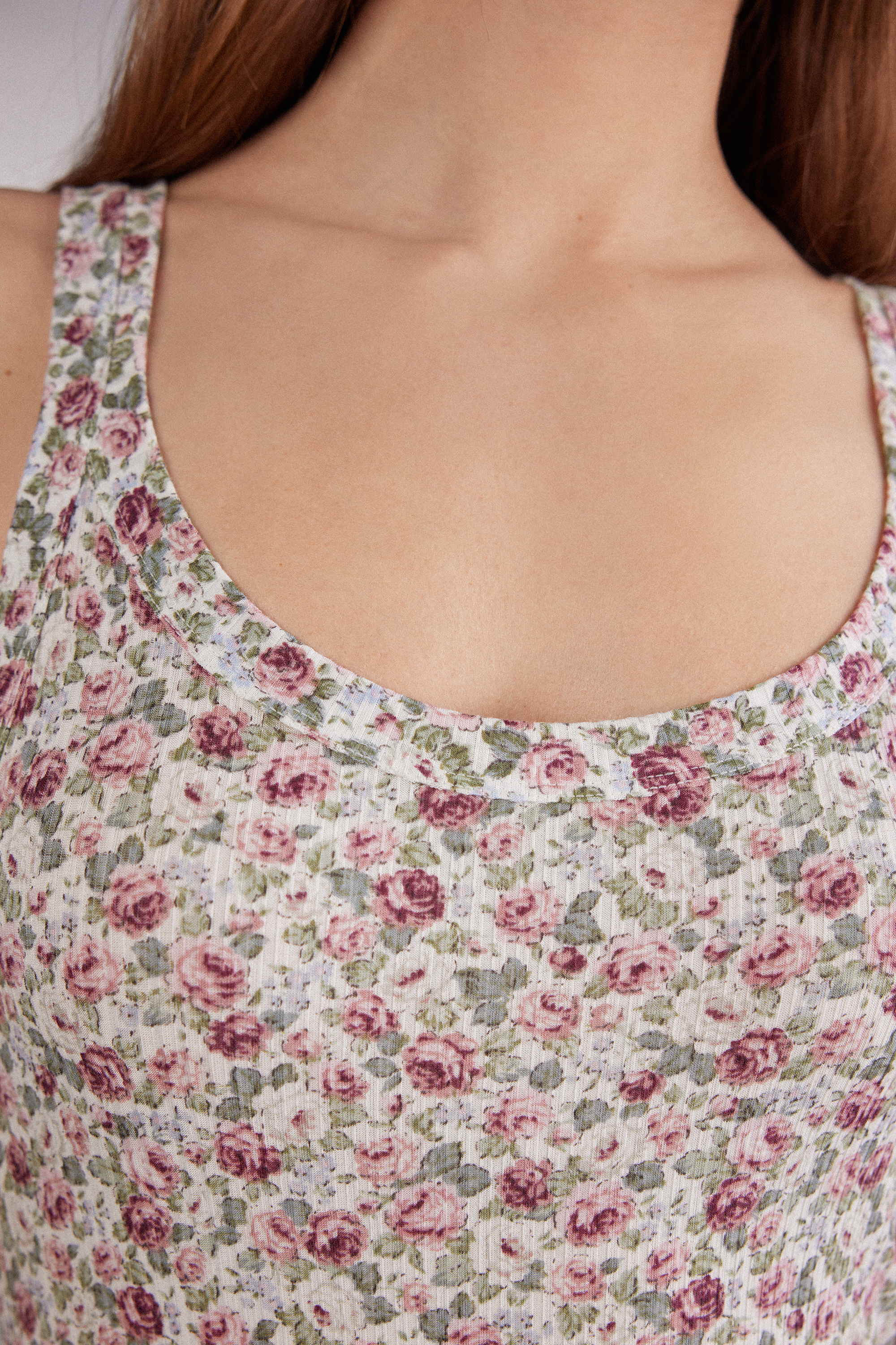 Floral Romance リブモダール タンクトップ