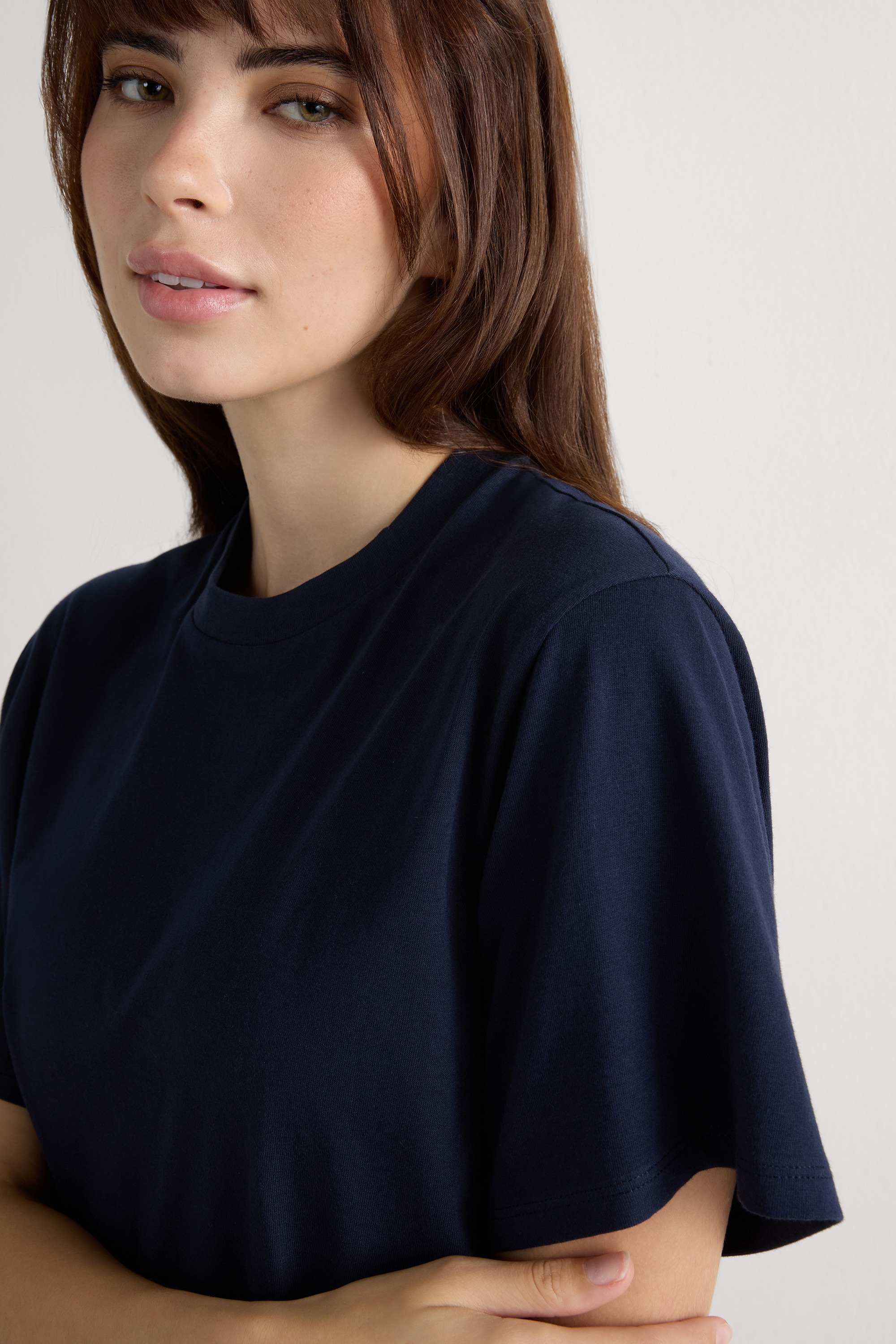 コットン ボクシーフィット ショートスリーブ ニット