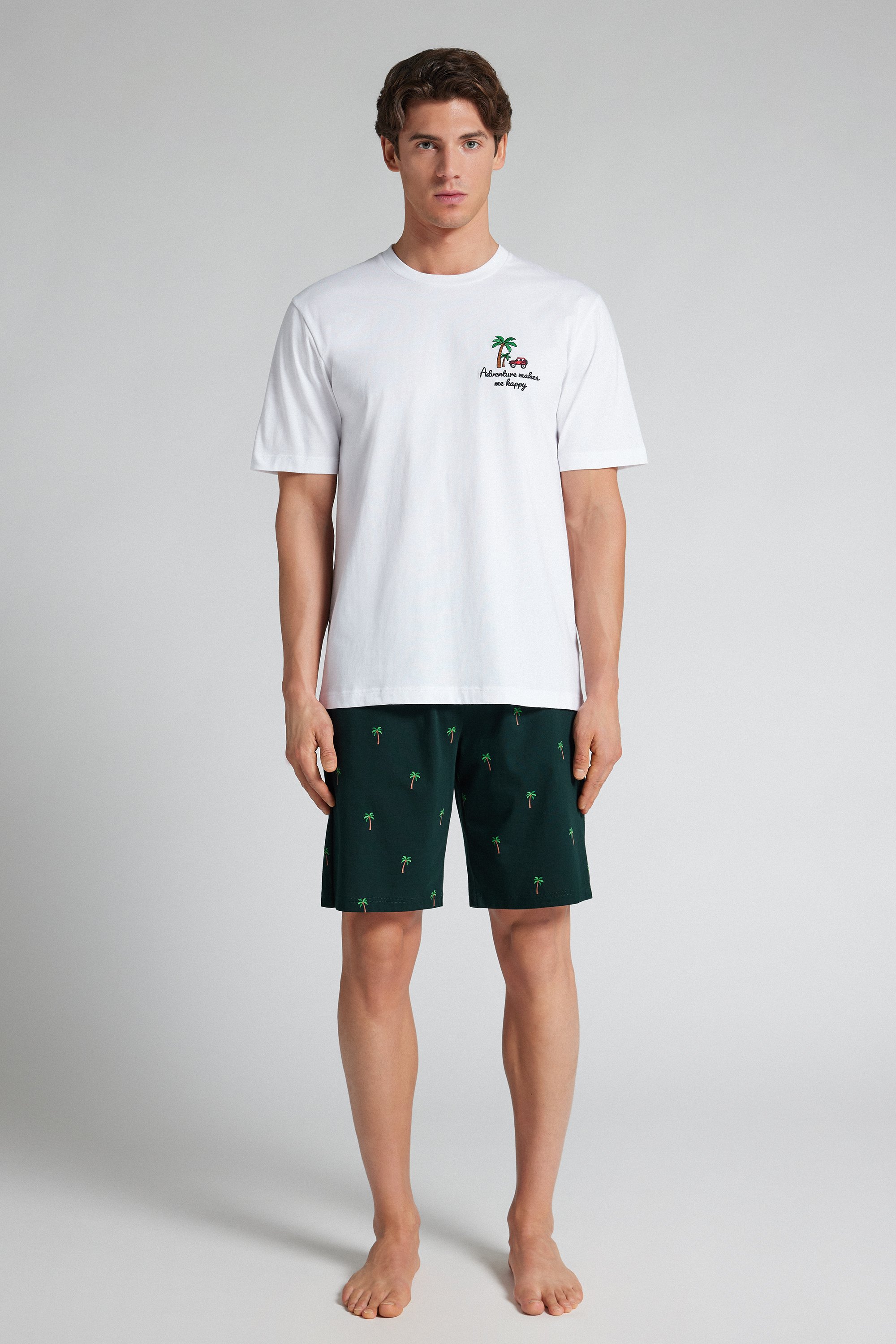 パームツリープリント コットン ショートパジャマ