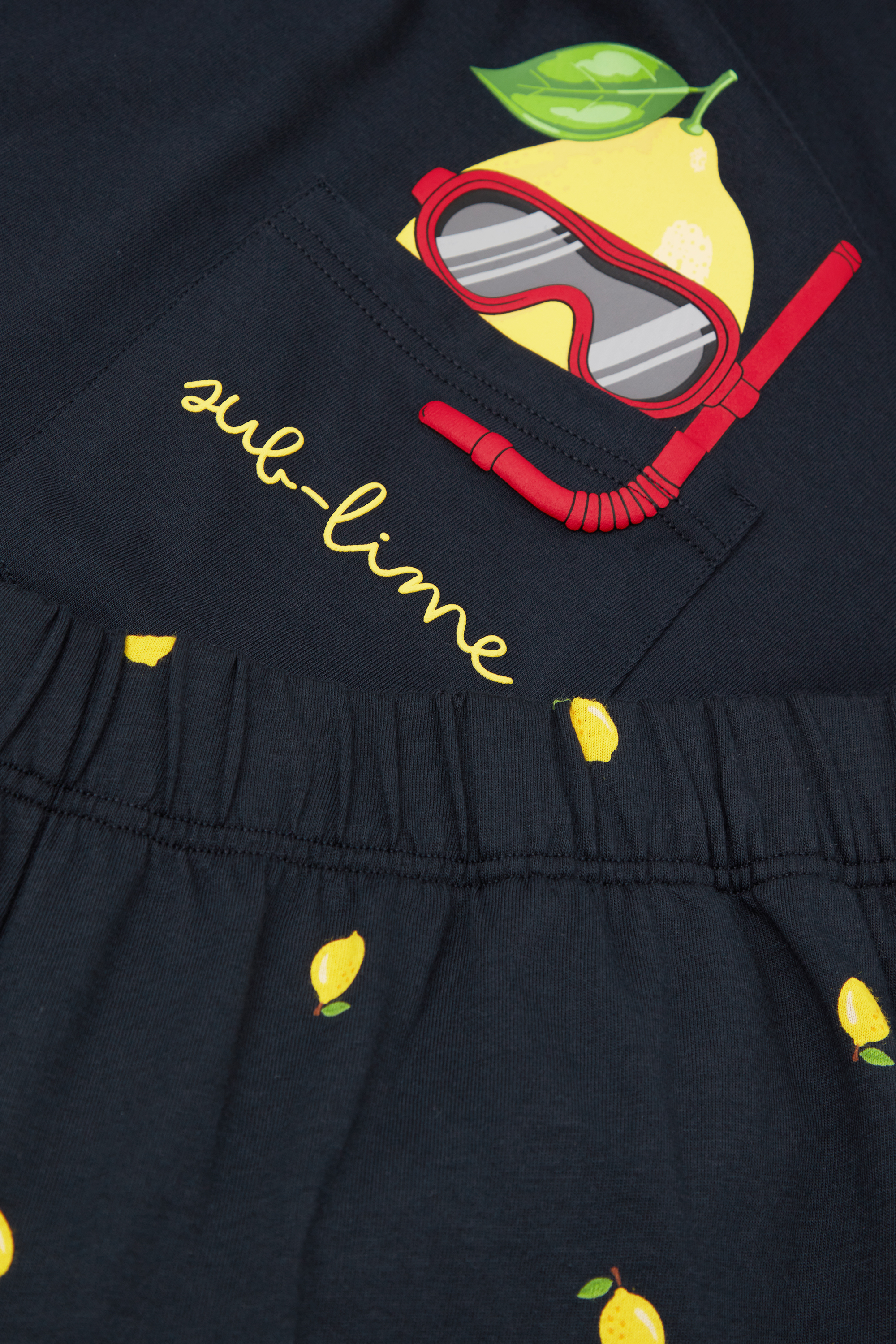 スキューバレモンプリント コットン ショートパジャマ