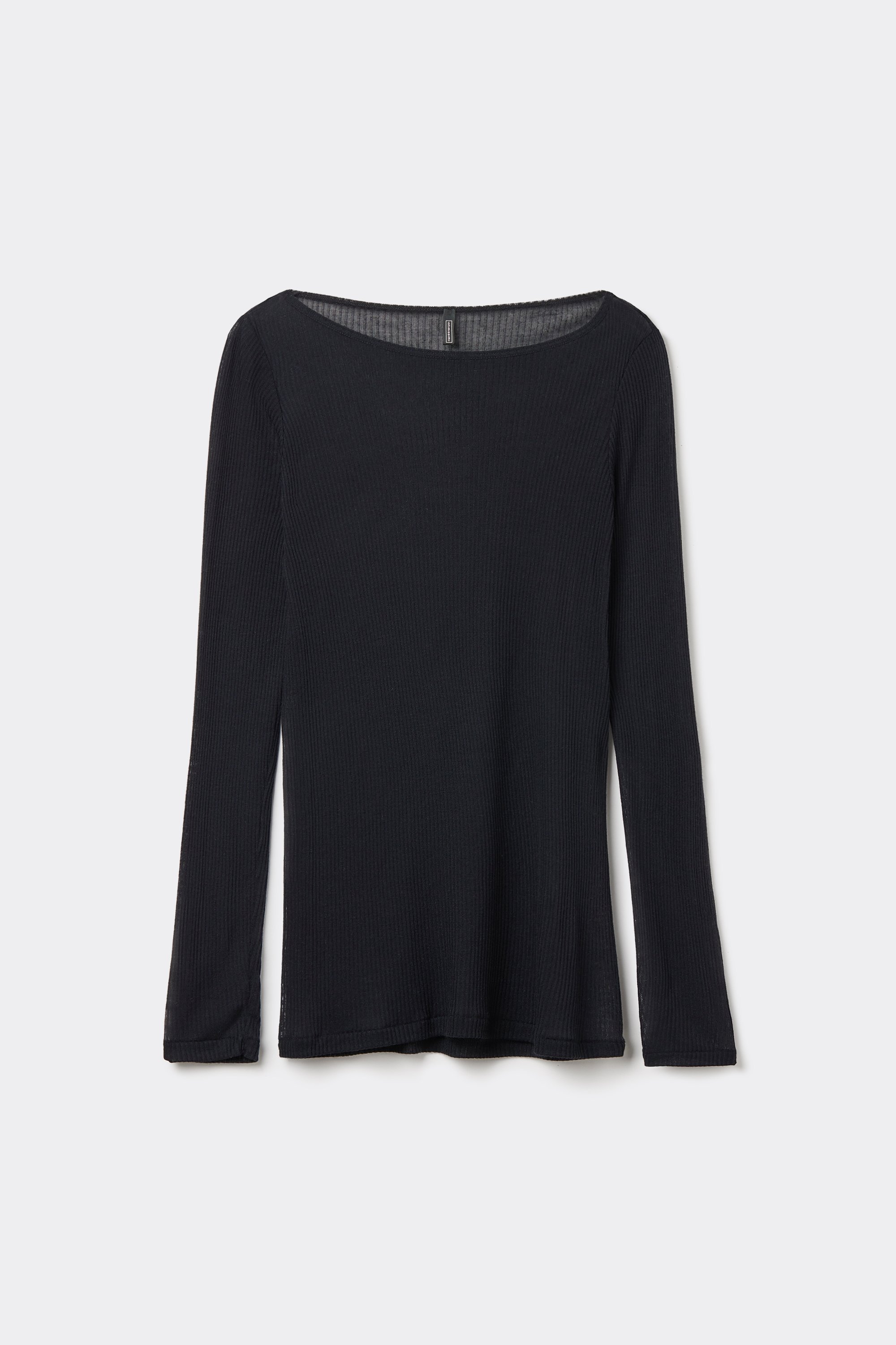 T-shirt manches longues cachemire léger côtelé