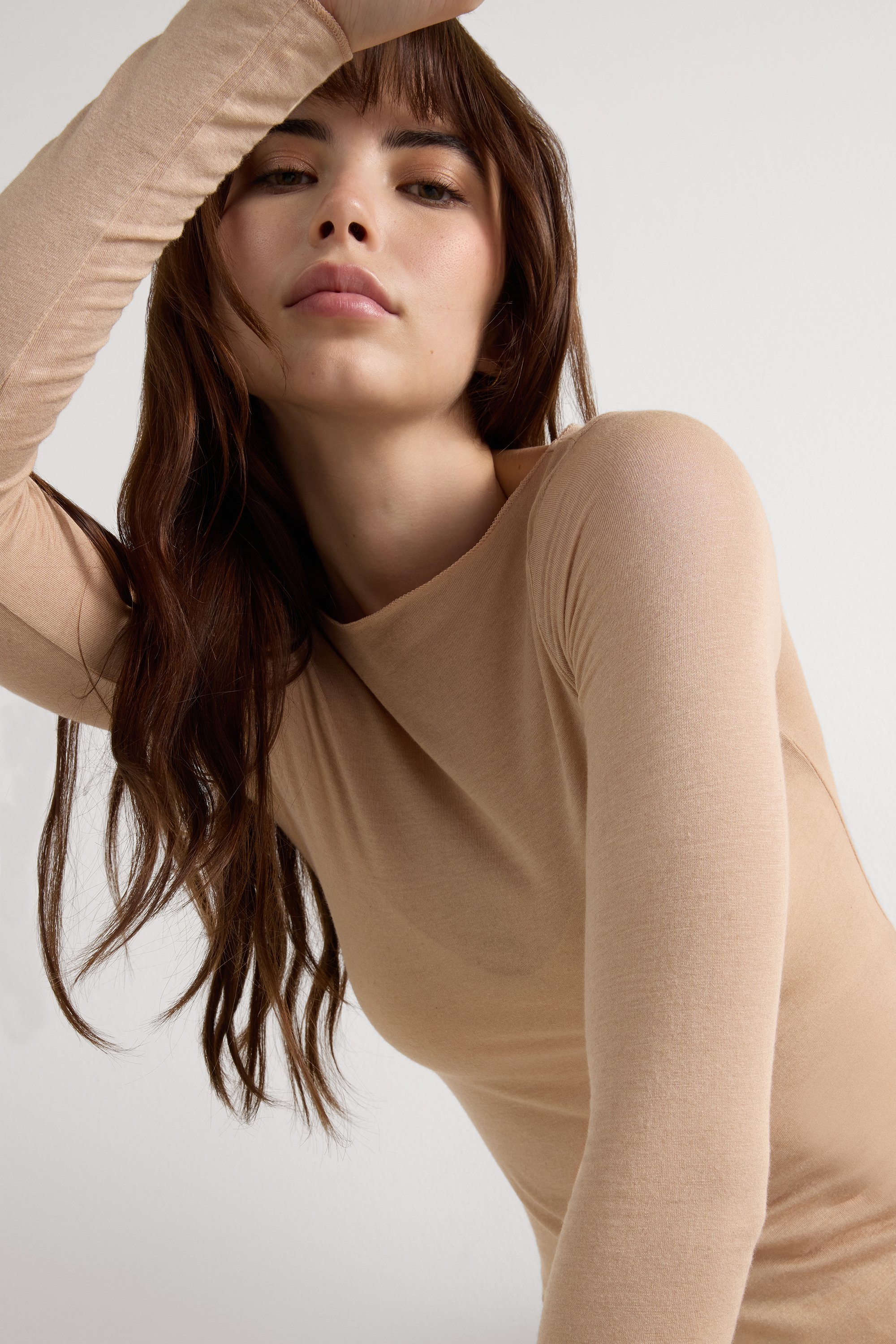 ボートネック モダール カシミヤ ウルトラライト トップス