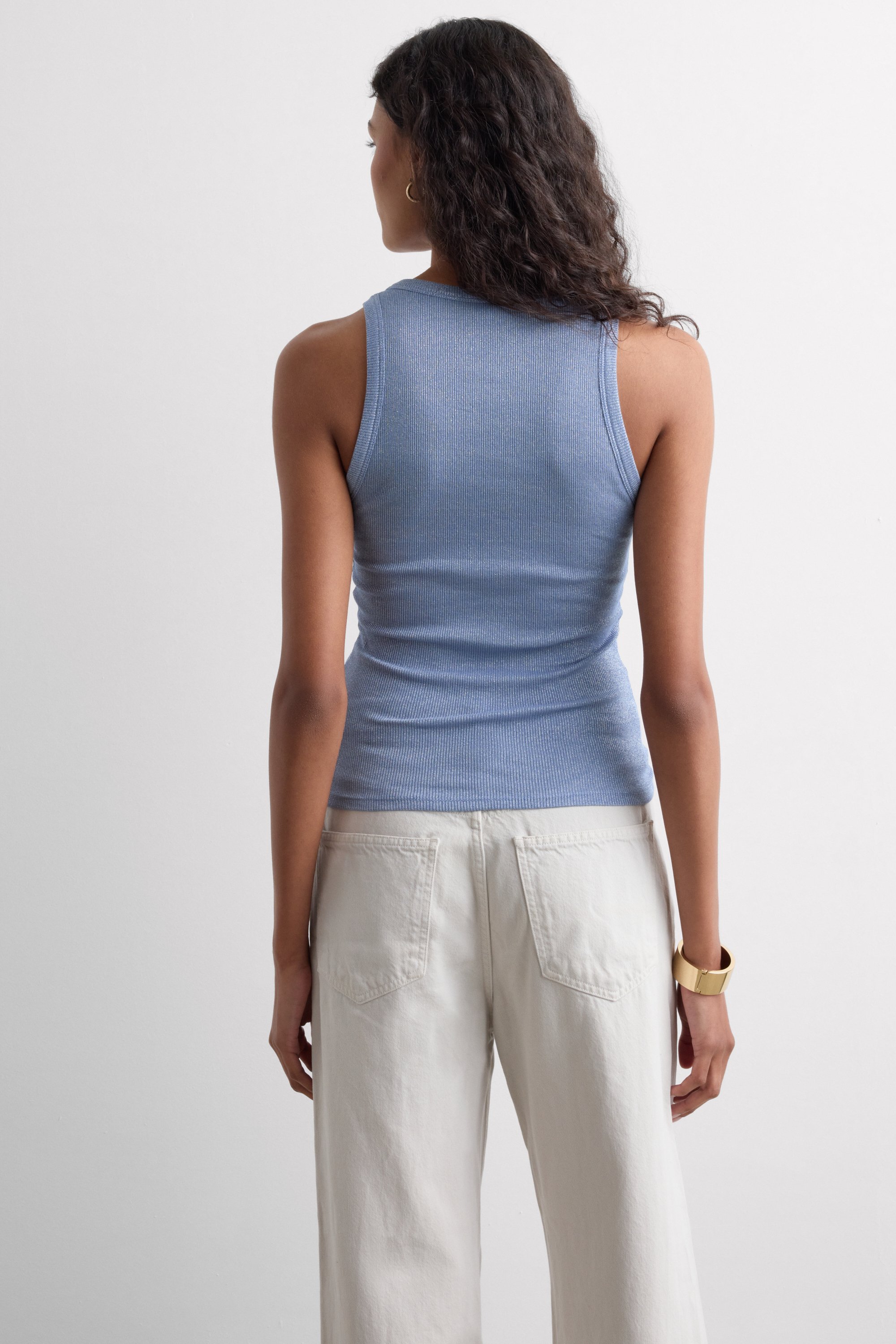 ラメ コットンリブ タンクトップ