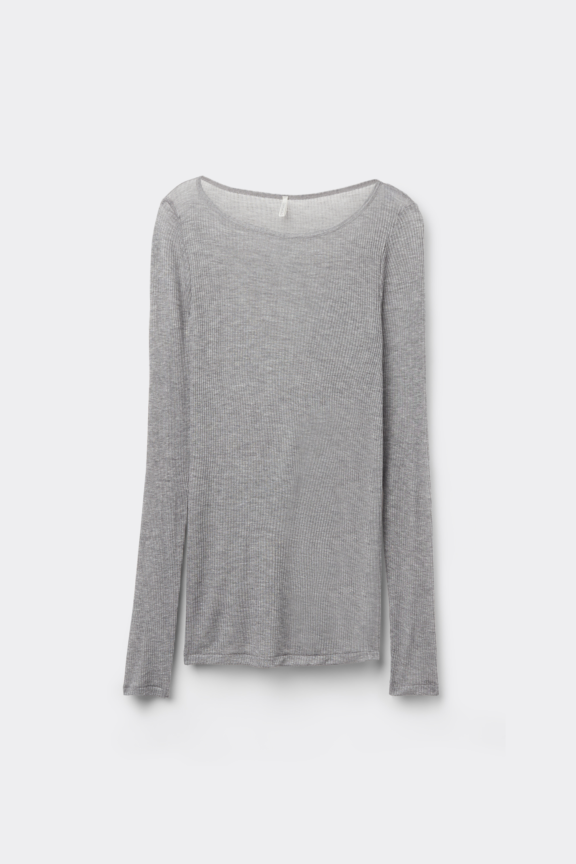 T-shirt manches longues cachemire léger côtelé
