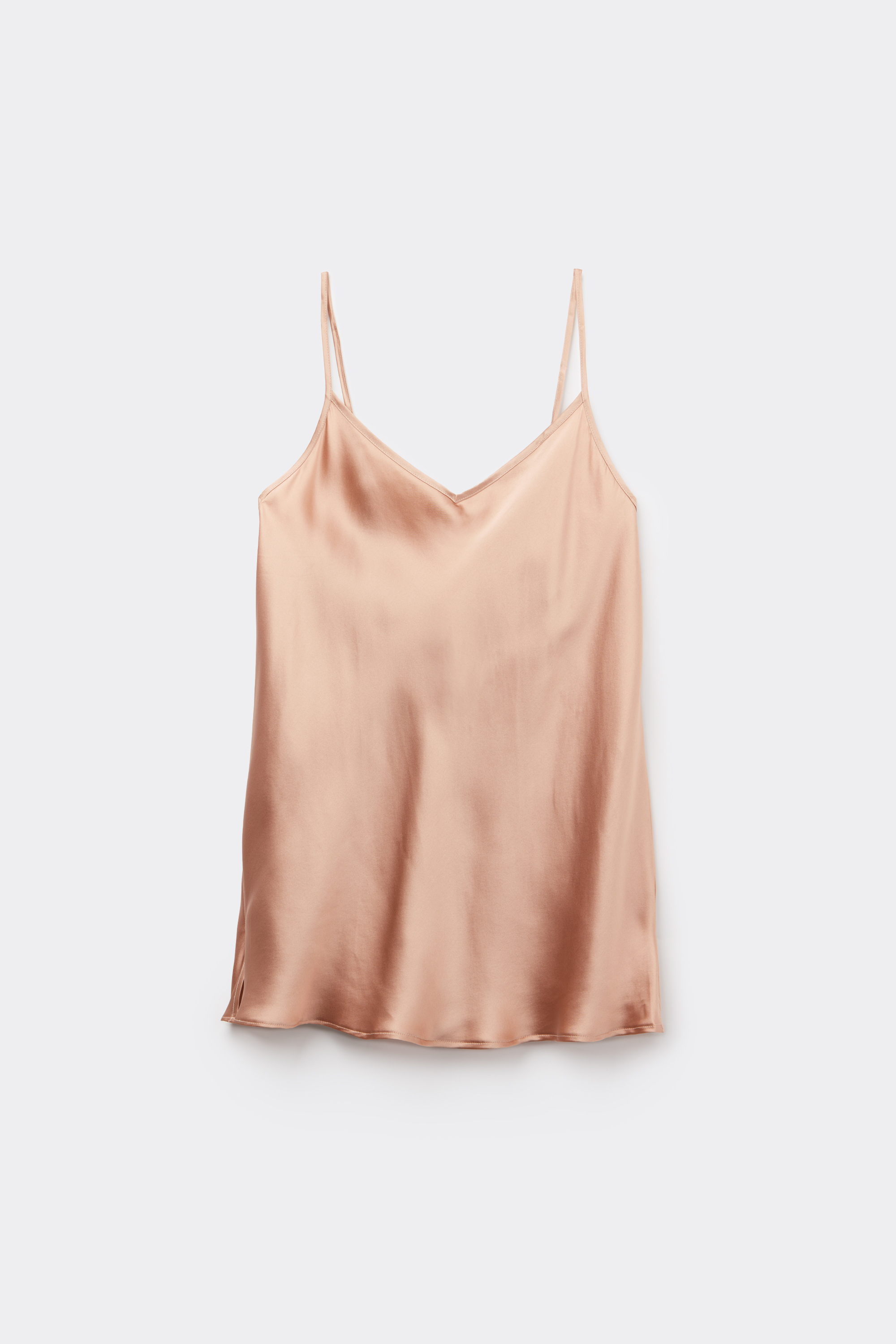 シルクサテン Vネック トップス