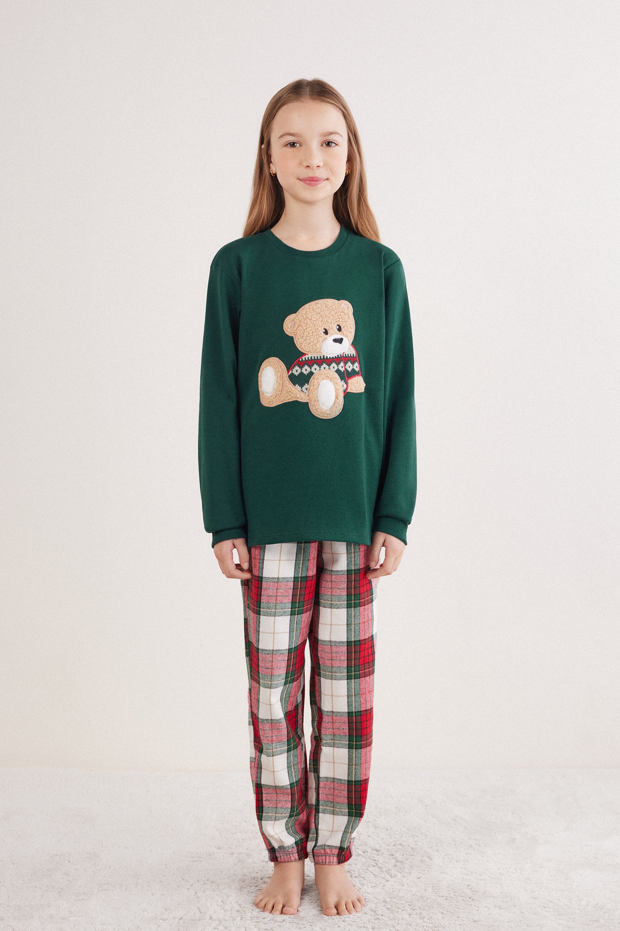 PijamaCompridoEmAlgodãoCozyTeddy-MeninaTomanho10-11