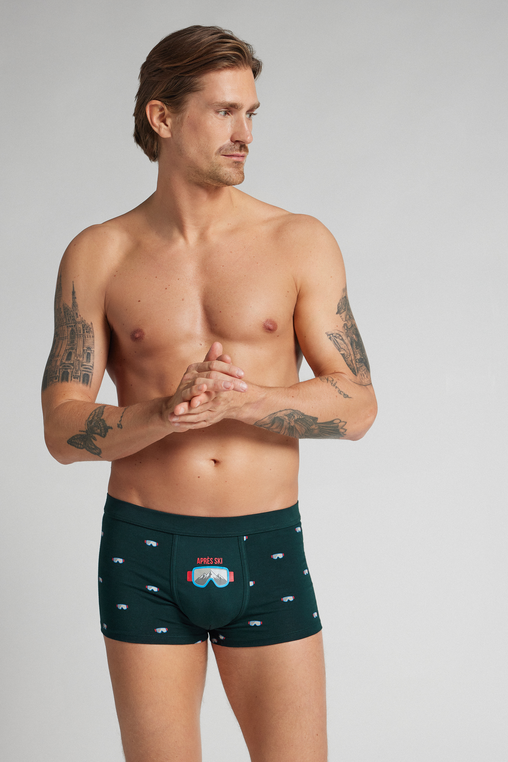 スーペリアコットン Apr&egrave;s-Ski スキーゴーグル柄 ボクサー