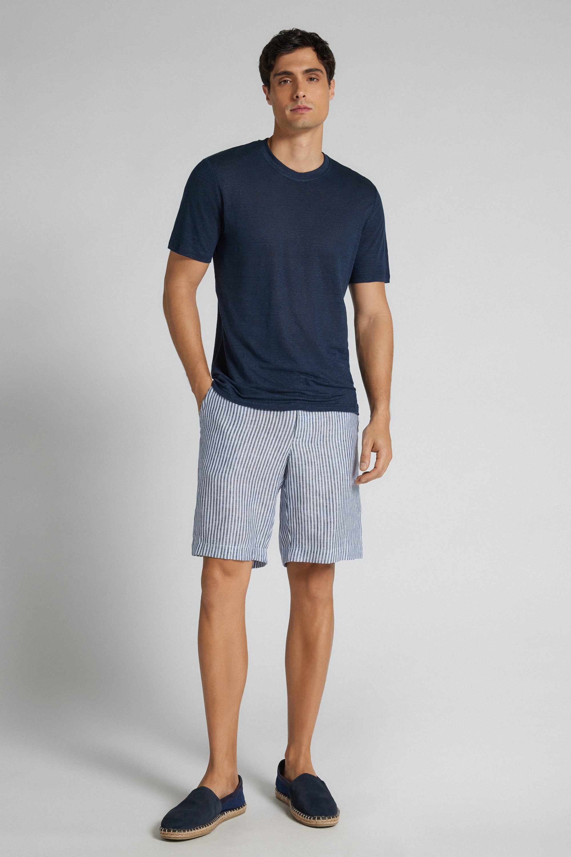 メンズ リネン100% ショートパンツ