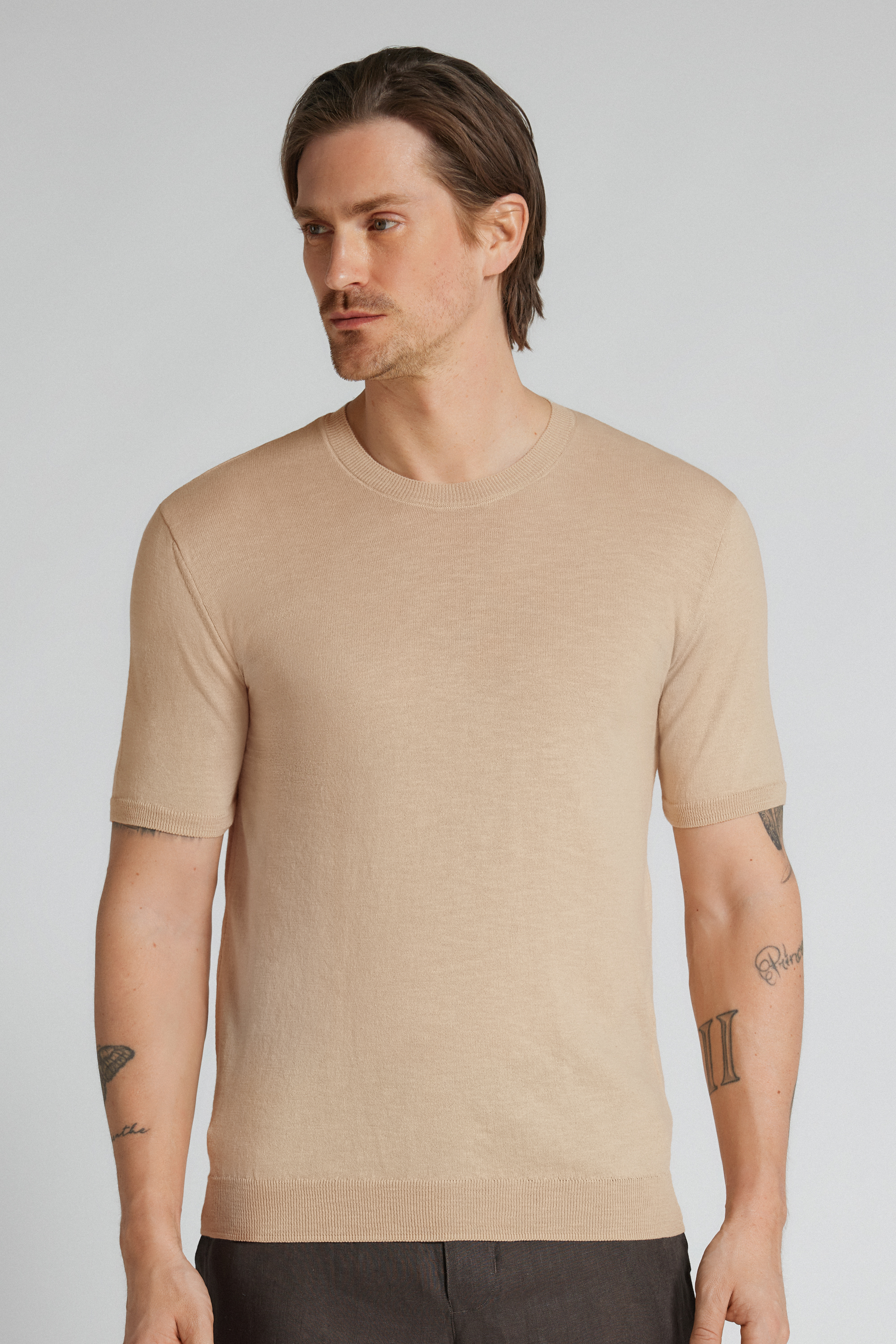 スラブコットン ニット ショートスリーブ Tシャツ