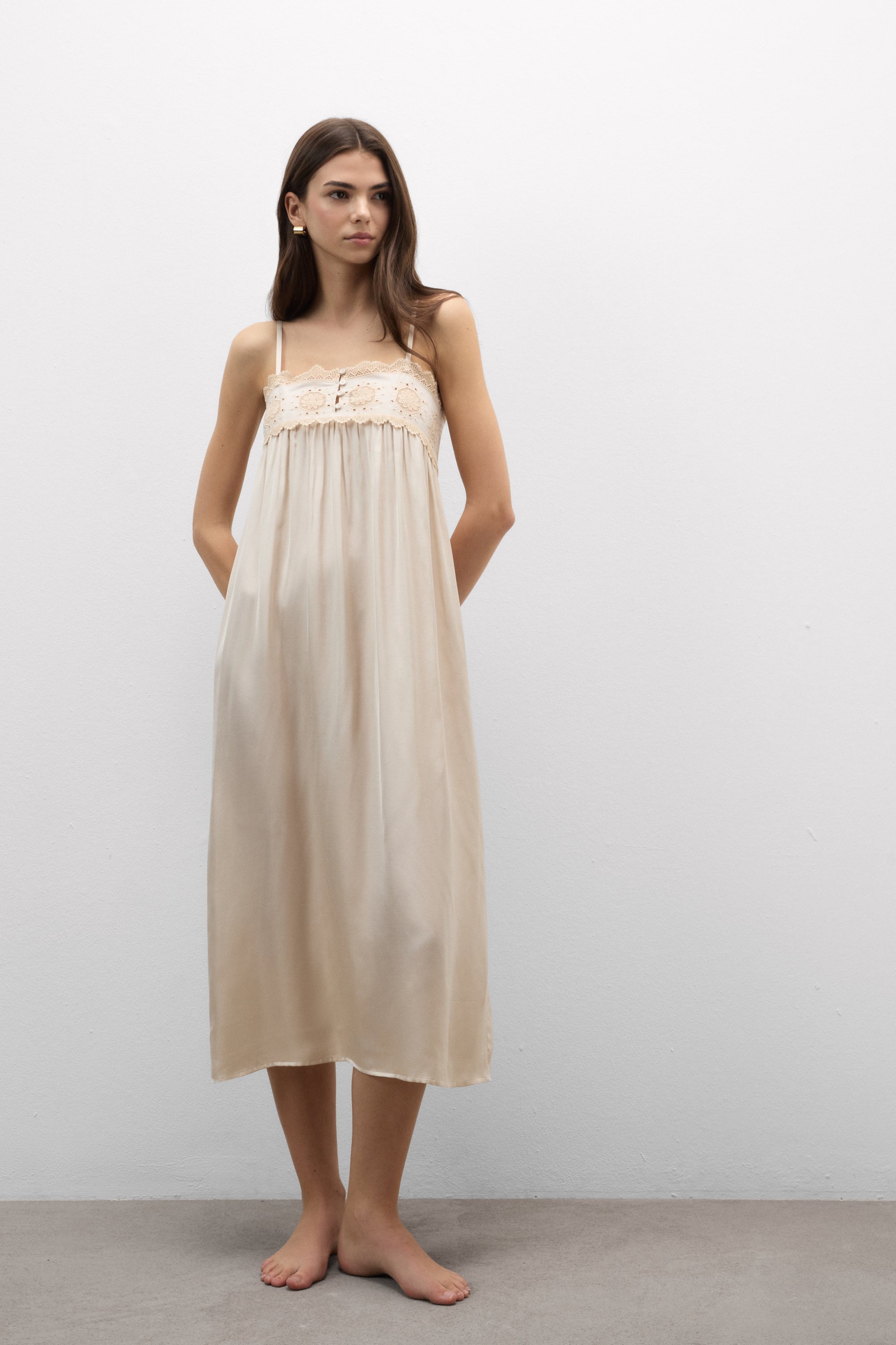 Midsummer Dream ビスコースサテン ロングスリップ