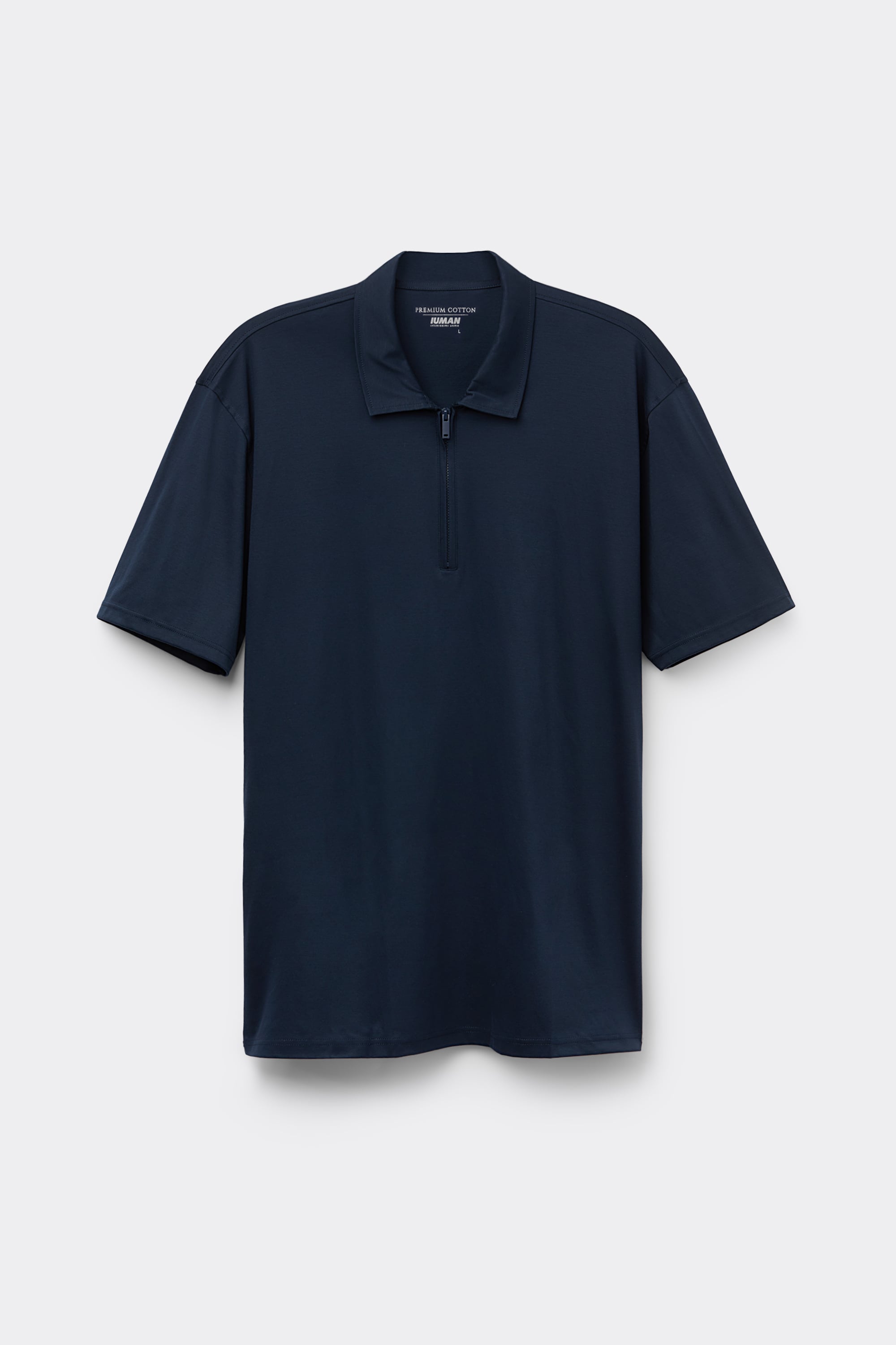 Short-Sleeved Mercerized Cotton Polo Shirt with Zip filo Premium