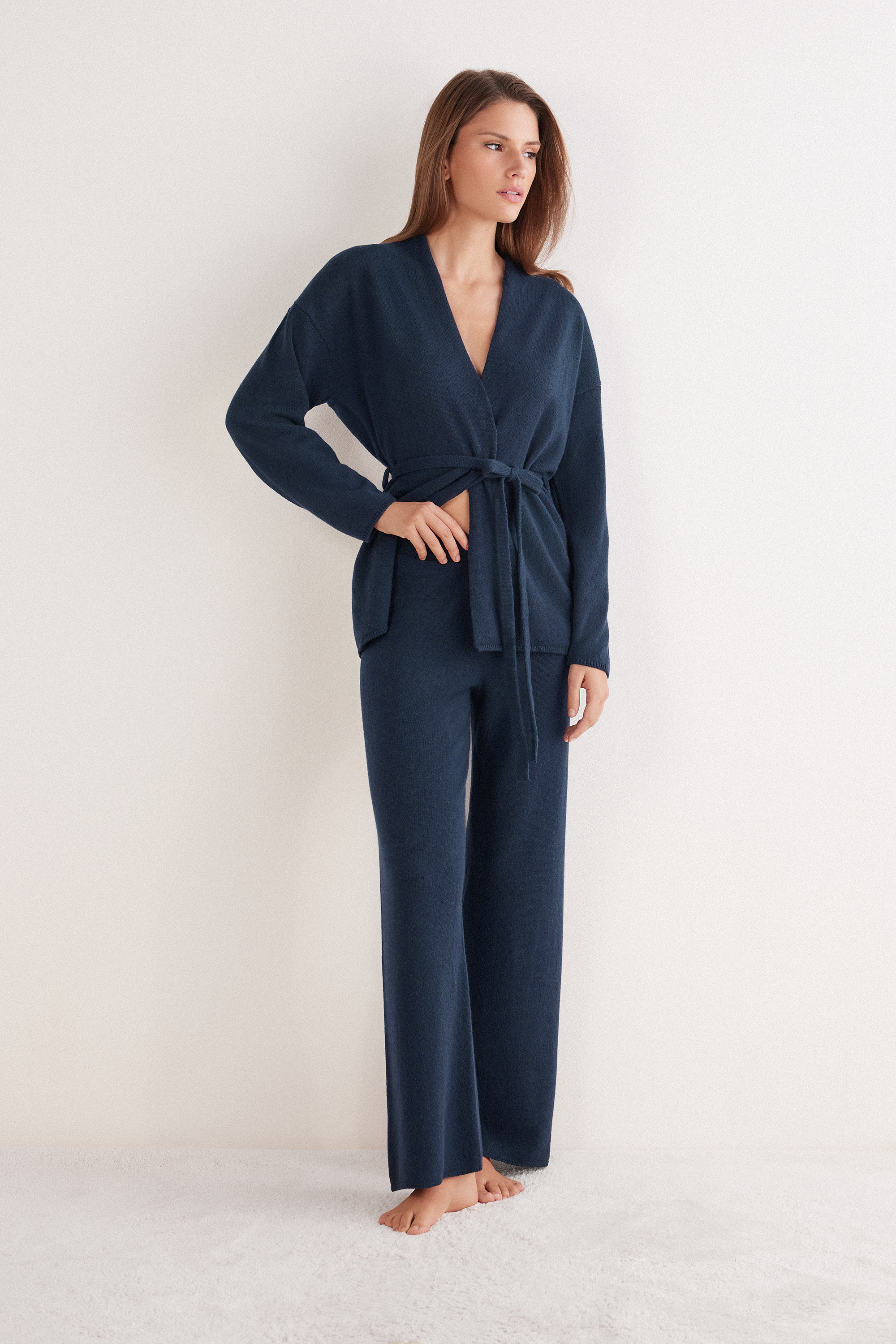 カシミヤ100% ロング パラッツォパンツ