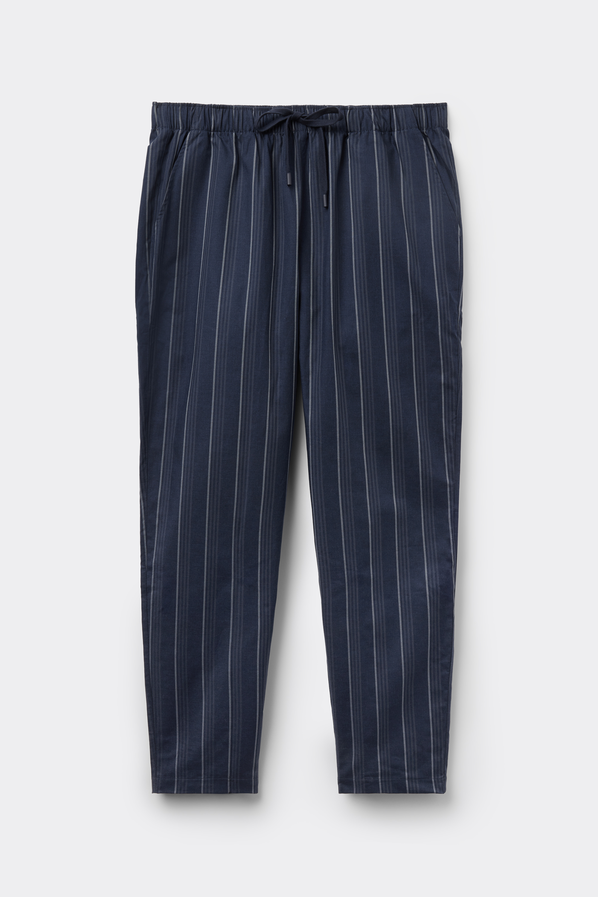 White Striped Blue Cotton Fabric Full Length Pants | Intimissimi