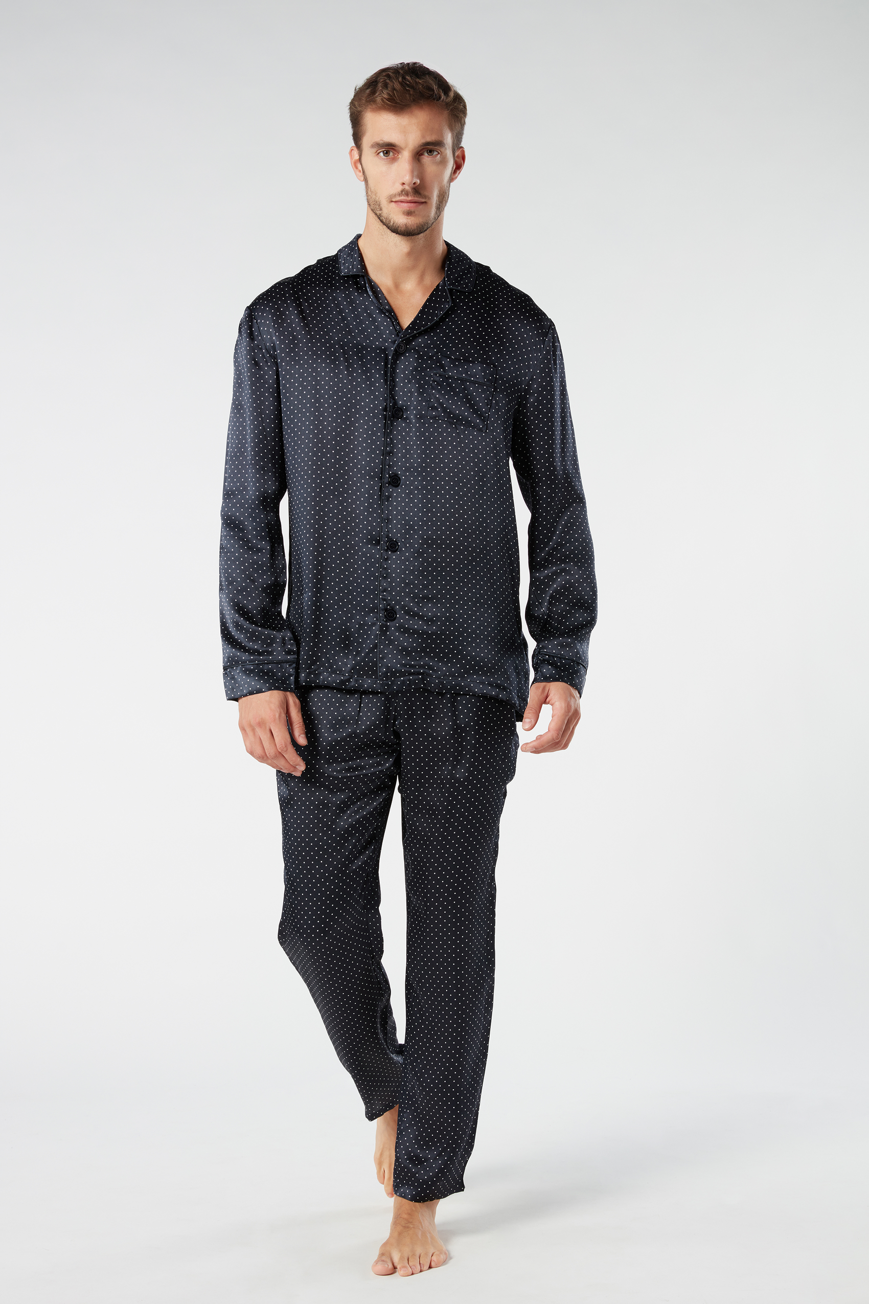 Button-Front Silk Print Pajama Set | Intimissimi