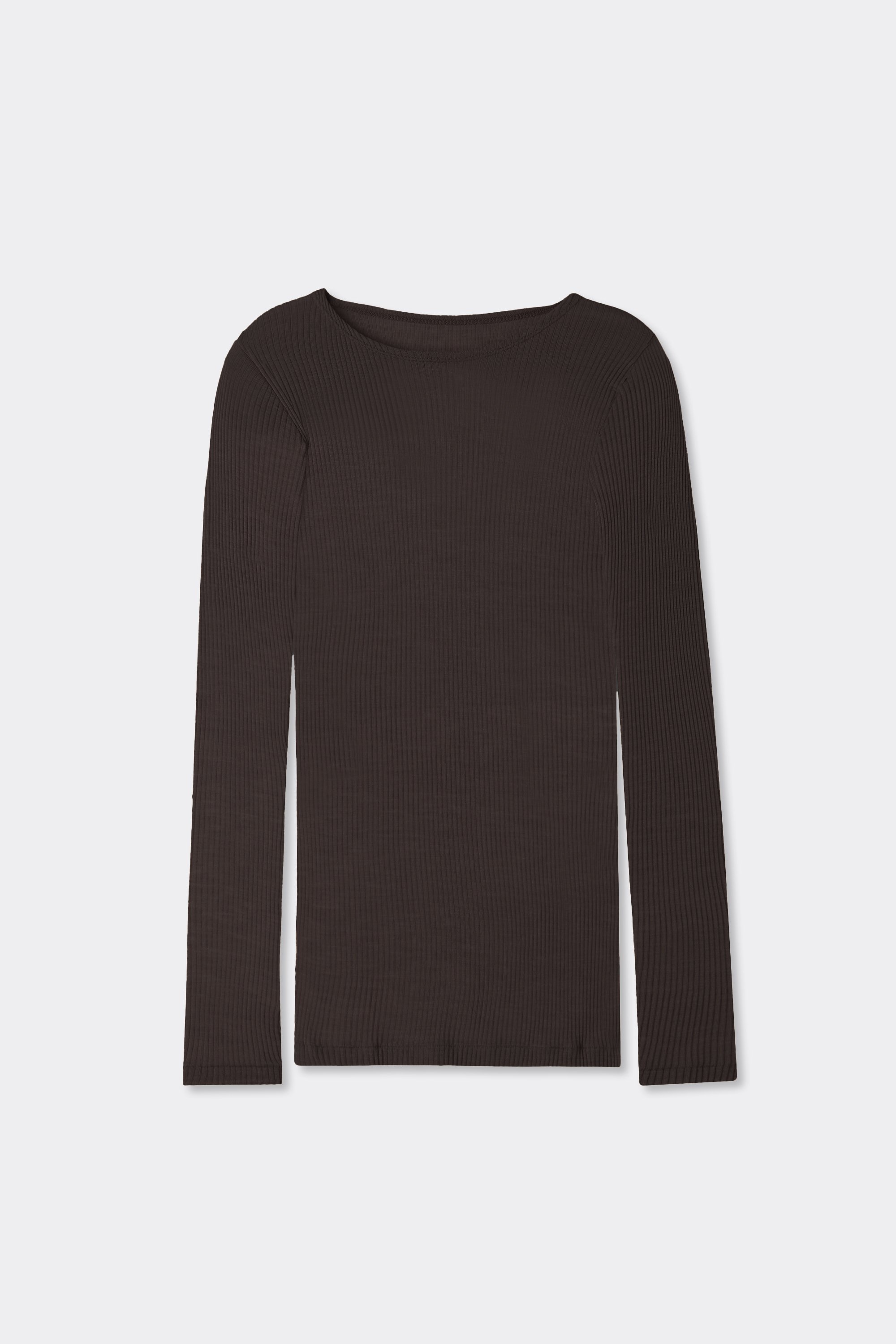 ウール＆シルク ラウンドネック ロングスリーブ ワイドニット