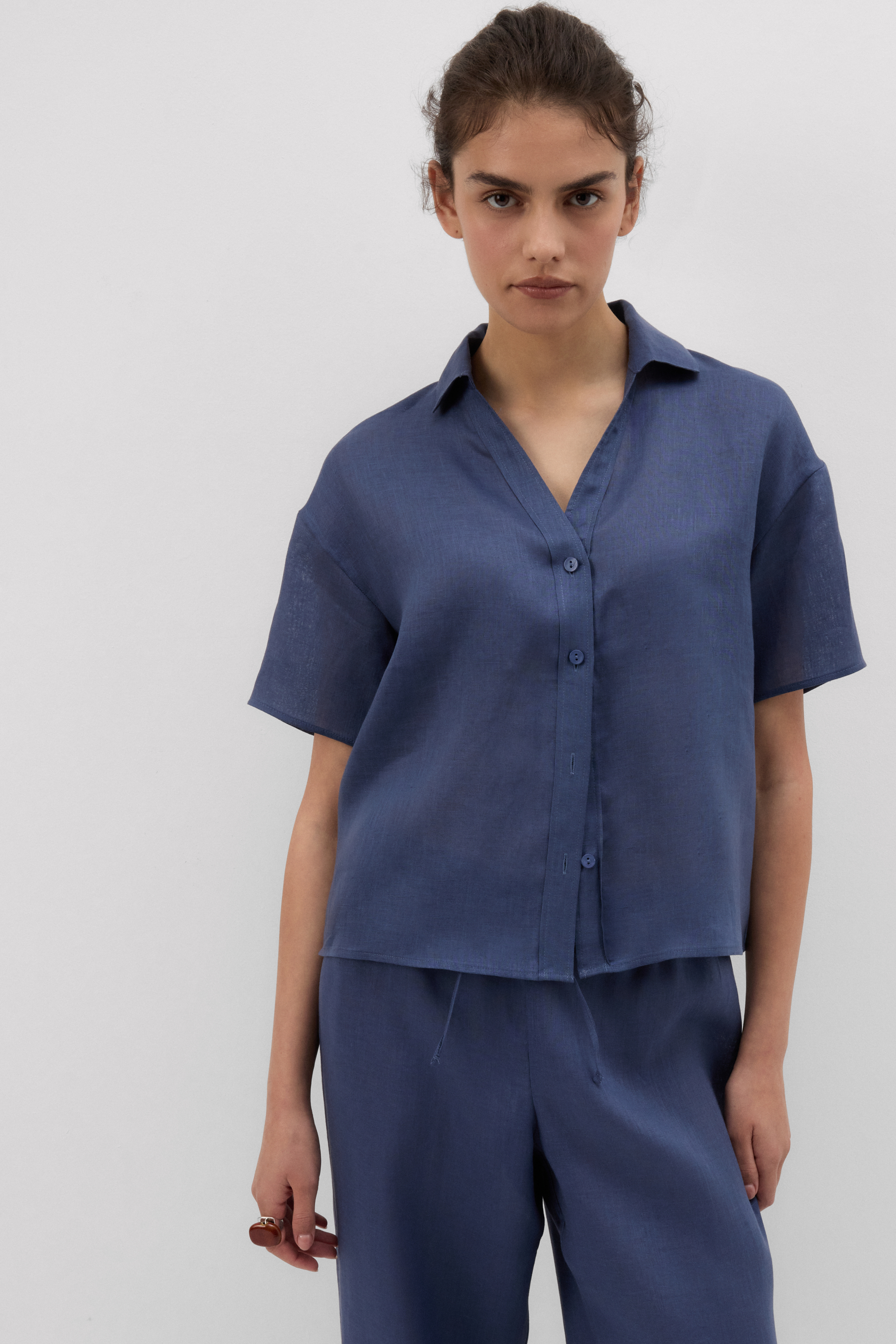 The Pure Linen リネンファブリック ショートスリーブ シャツ