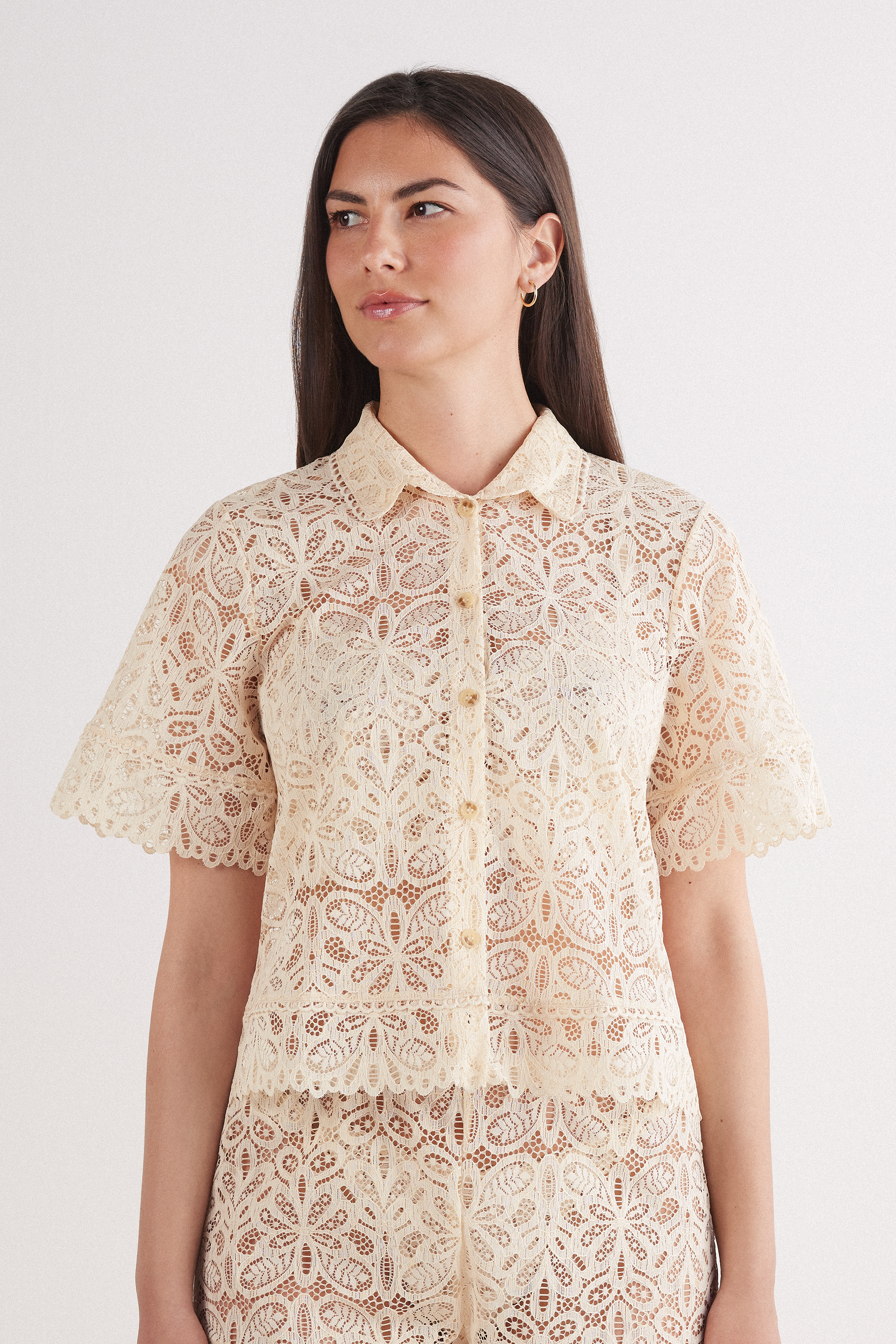 Italian Rivera Short Sleeve Lace Shirt | Intimissimi