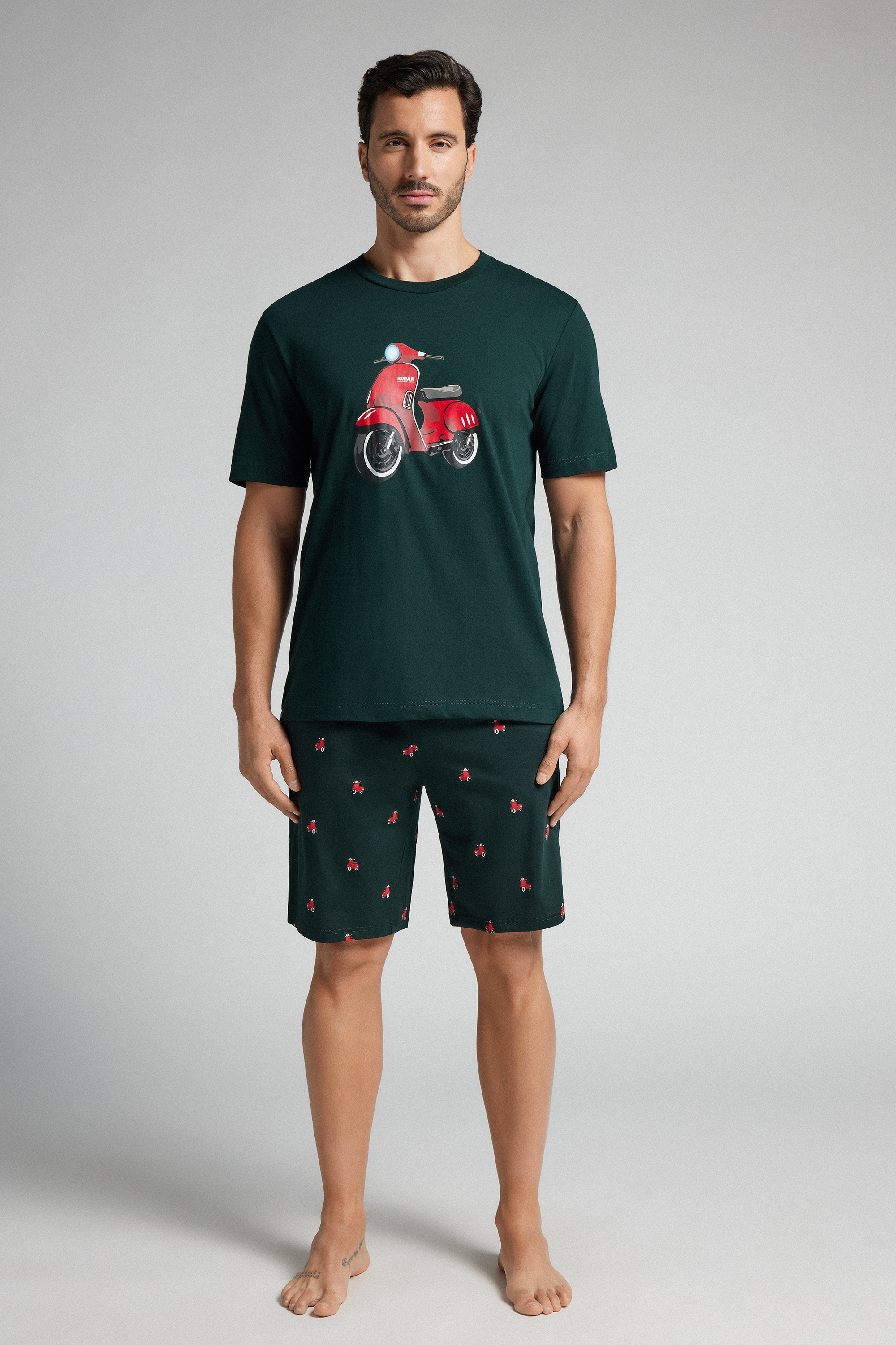 スクータープリント コットン ショートパジャマ