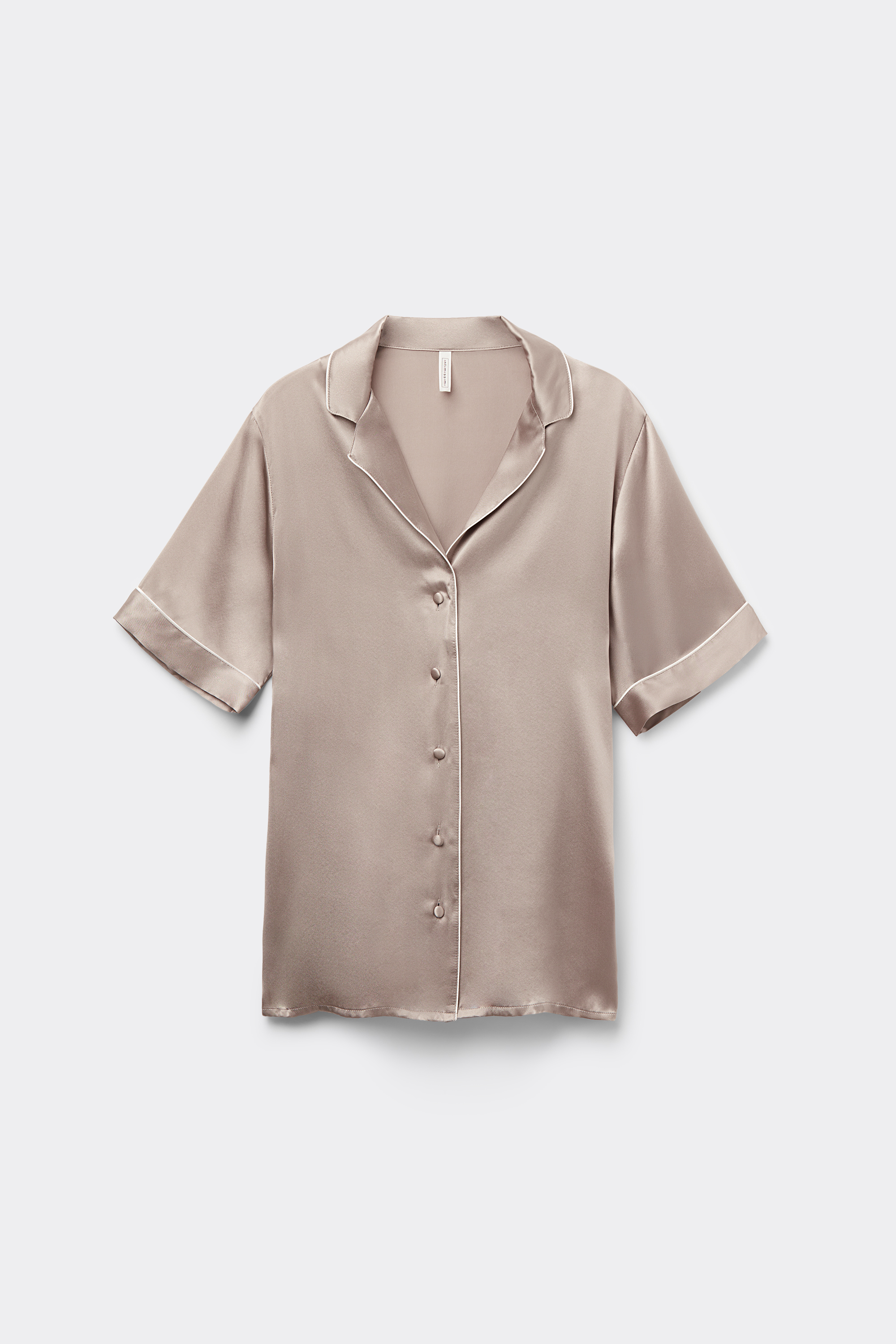 Short-Sleeved Satin Shirt with Contrasting Trim | Intimissimi