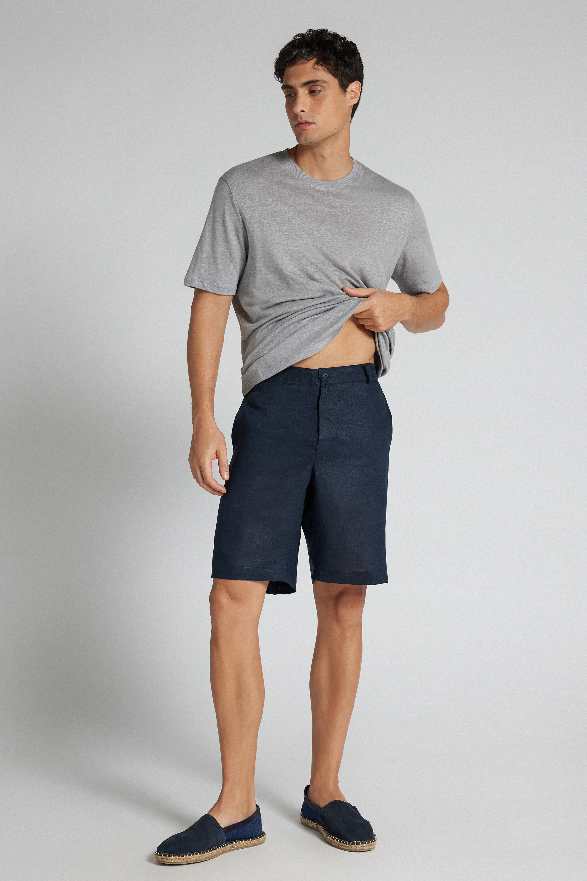 メンズ リネン100% ショートパンツ