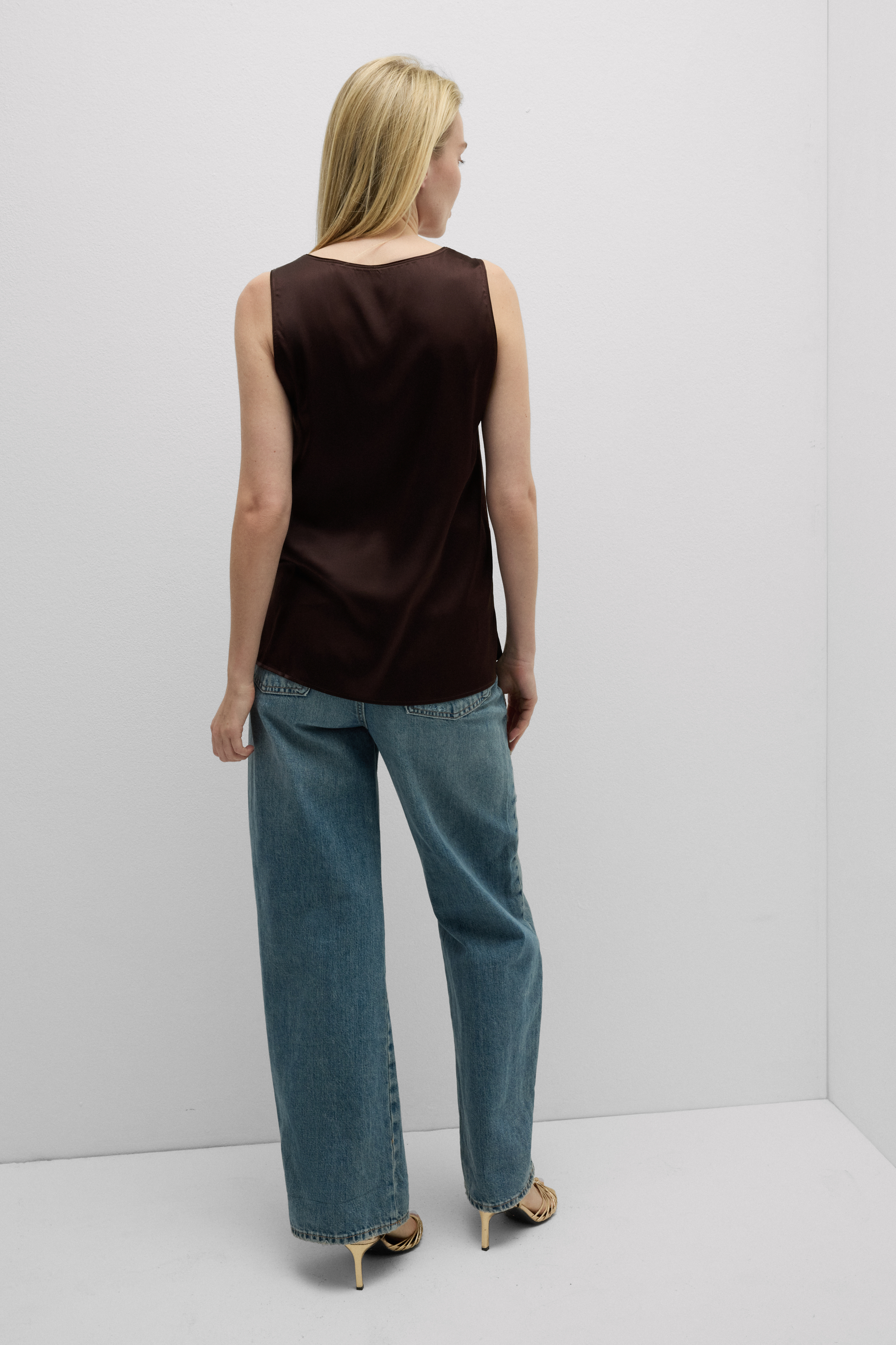 シルク Vネック タンクトップ