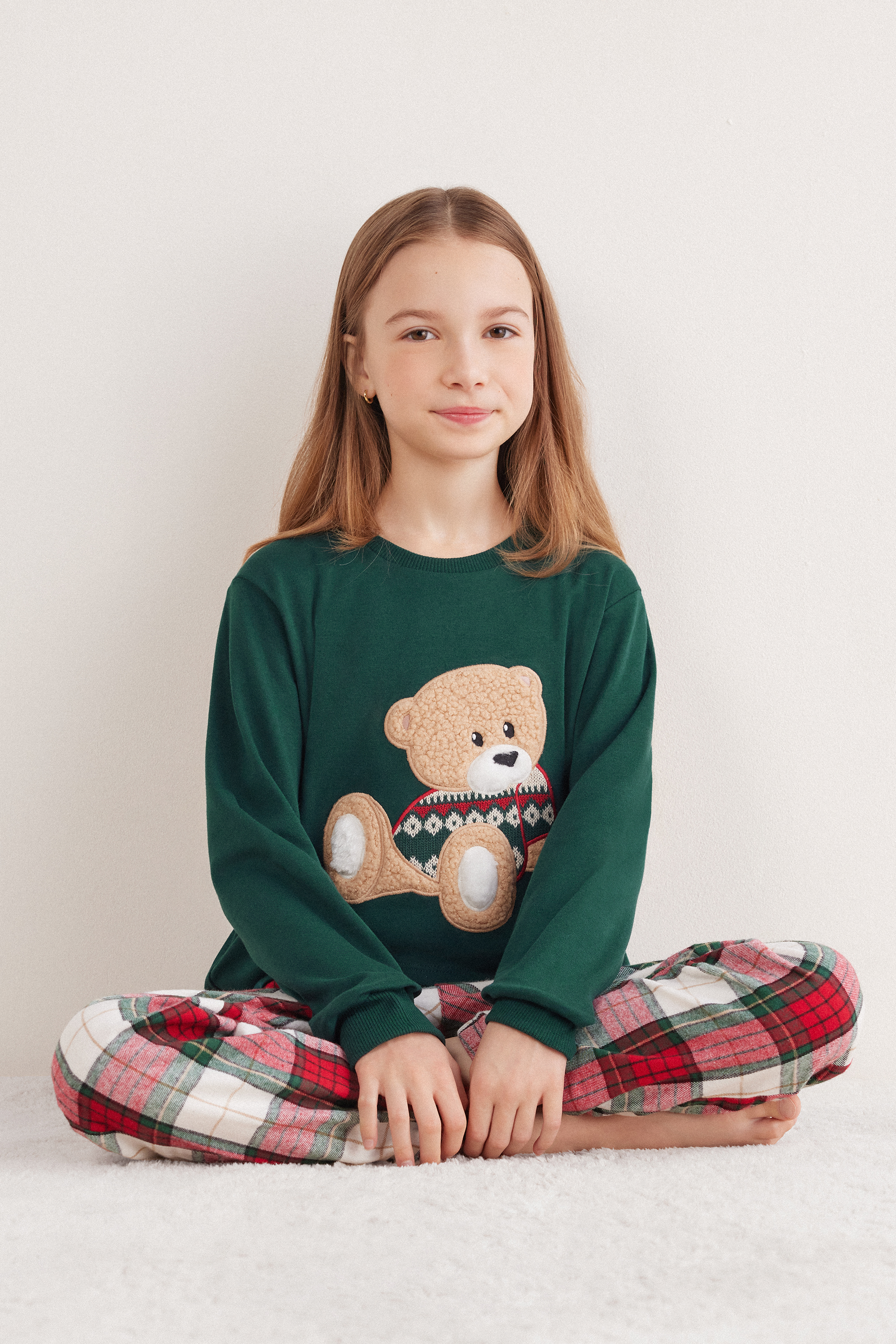 コージーテディ コットン ガールズ ロングパジャマ