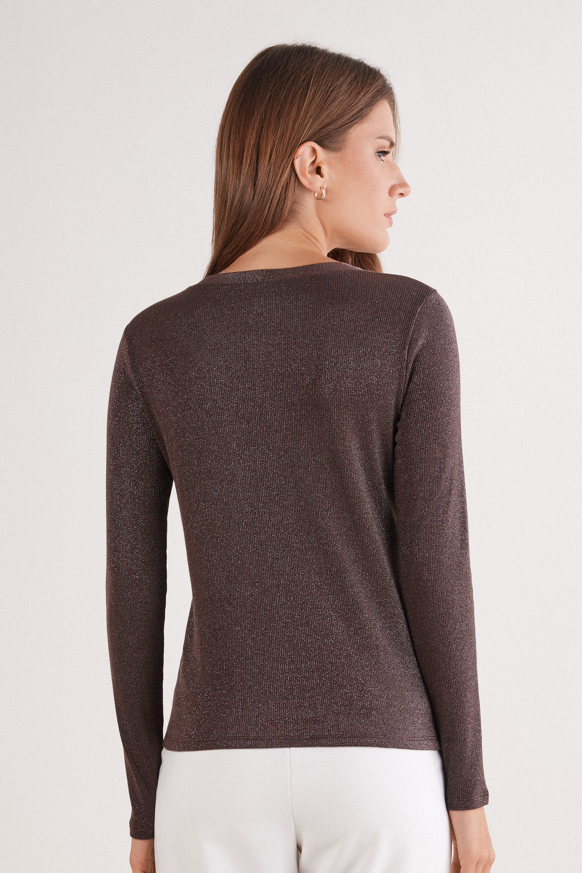 ラメ コットンリブ カーディガン