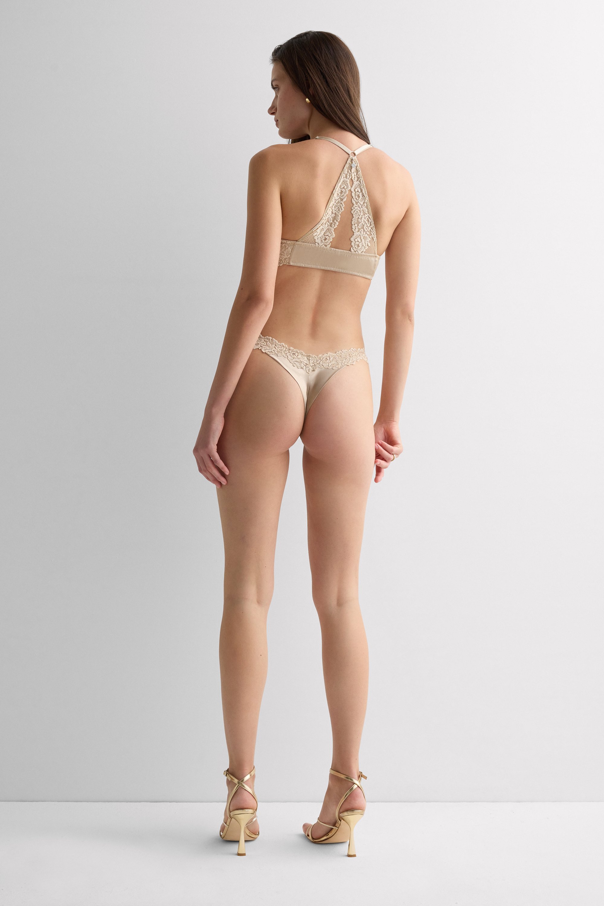 "Silky Flowers" シルク＆レース エイティーズスタイル ブラジリアンショーツ