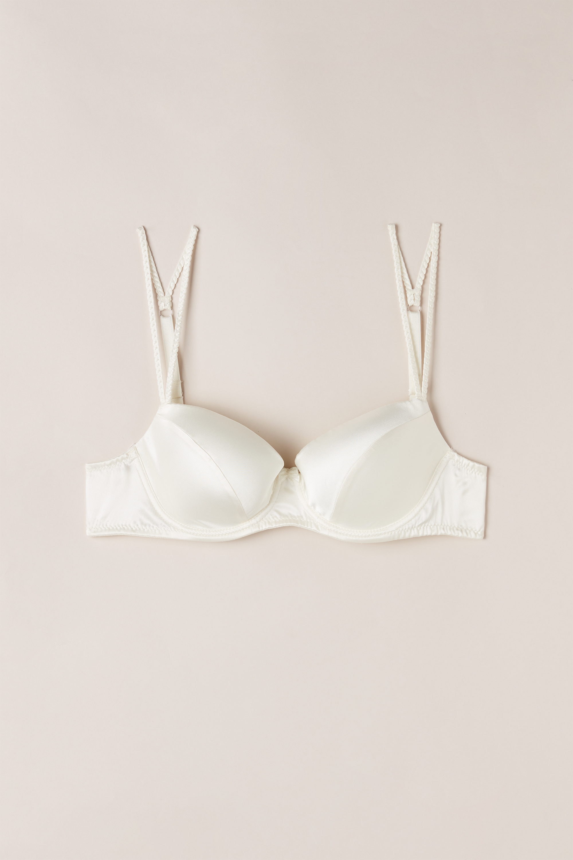 Silk triangle bra - Anise and natural Agatha lace