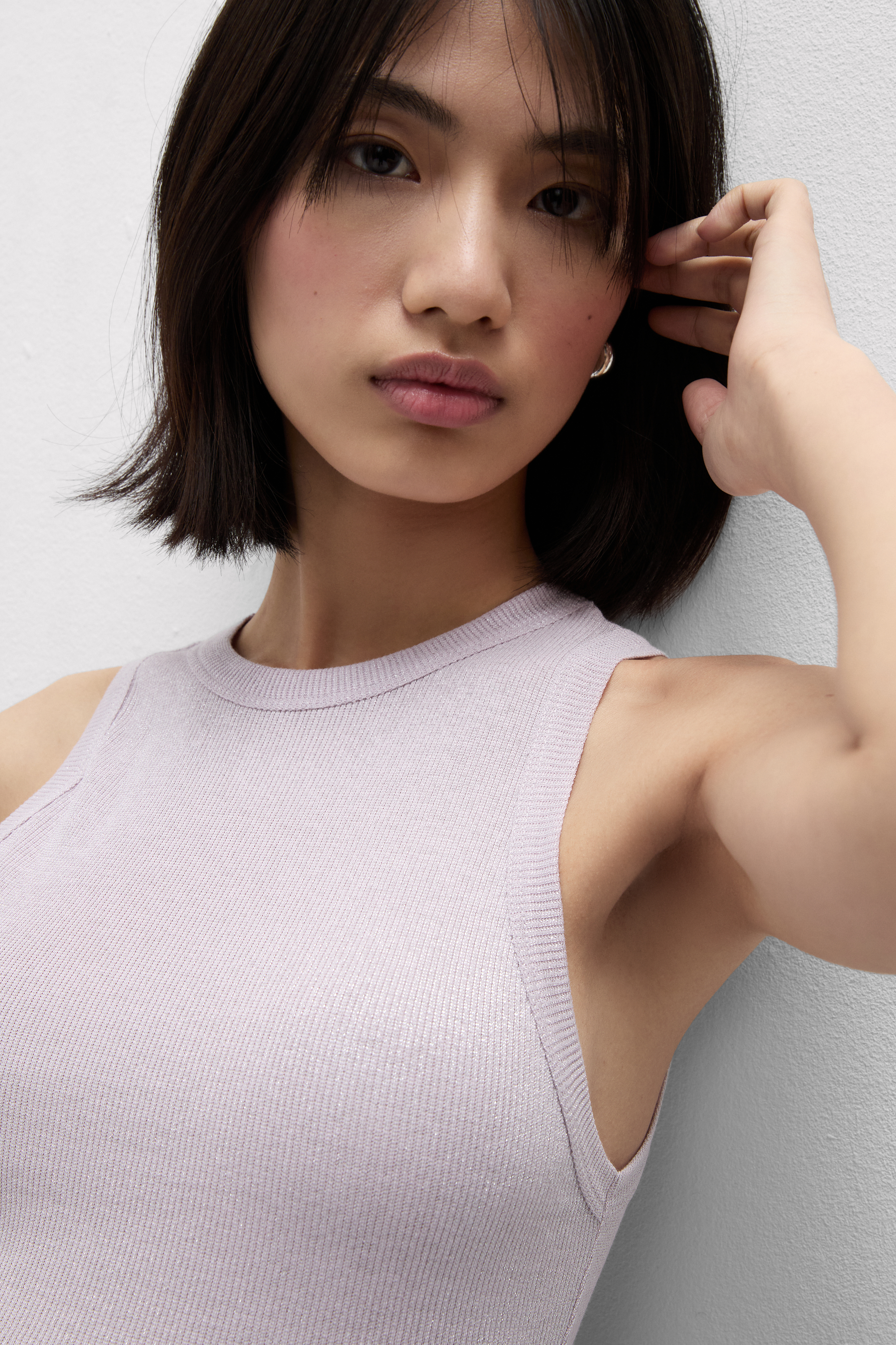 ラメ コットンリブ タンクトップ