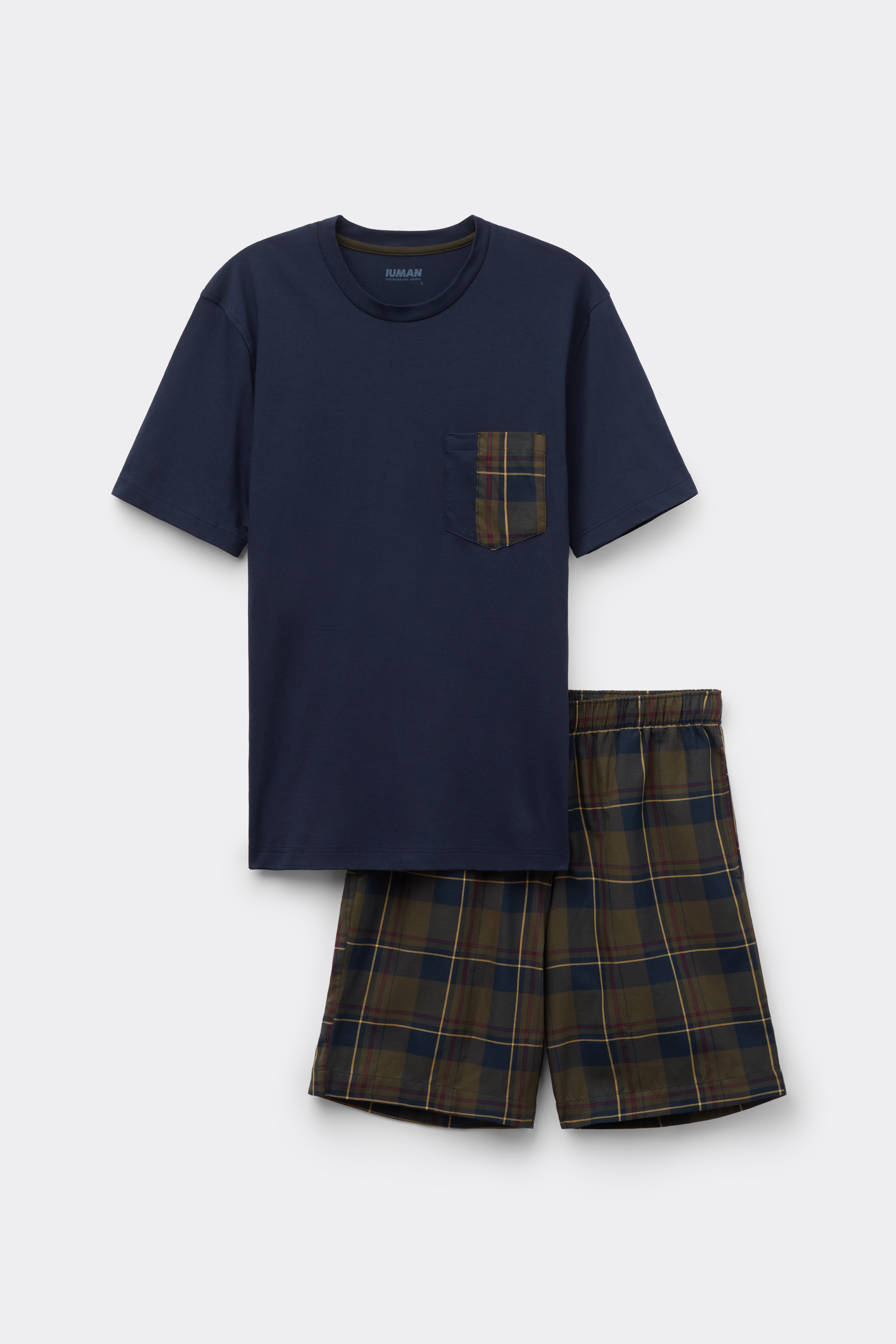 コットン＆タータンチェック柄ファブリック ショートパジャマ