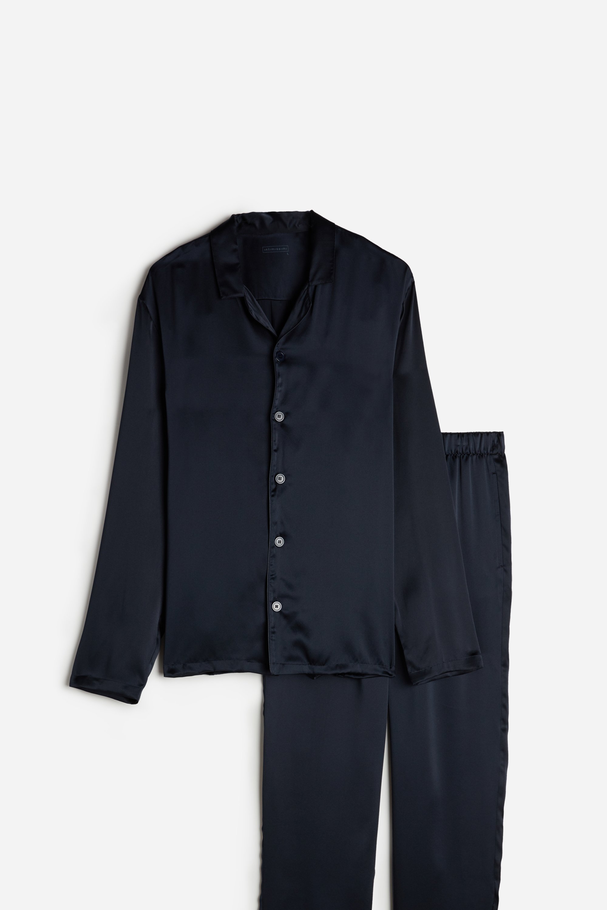 パイピング シルク ロングパジャマ