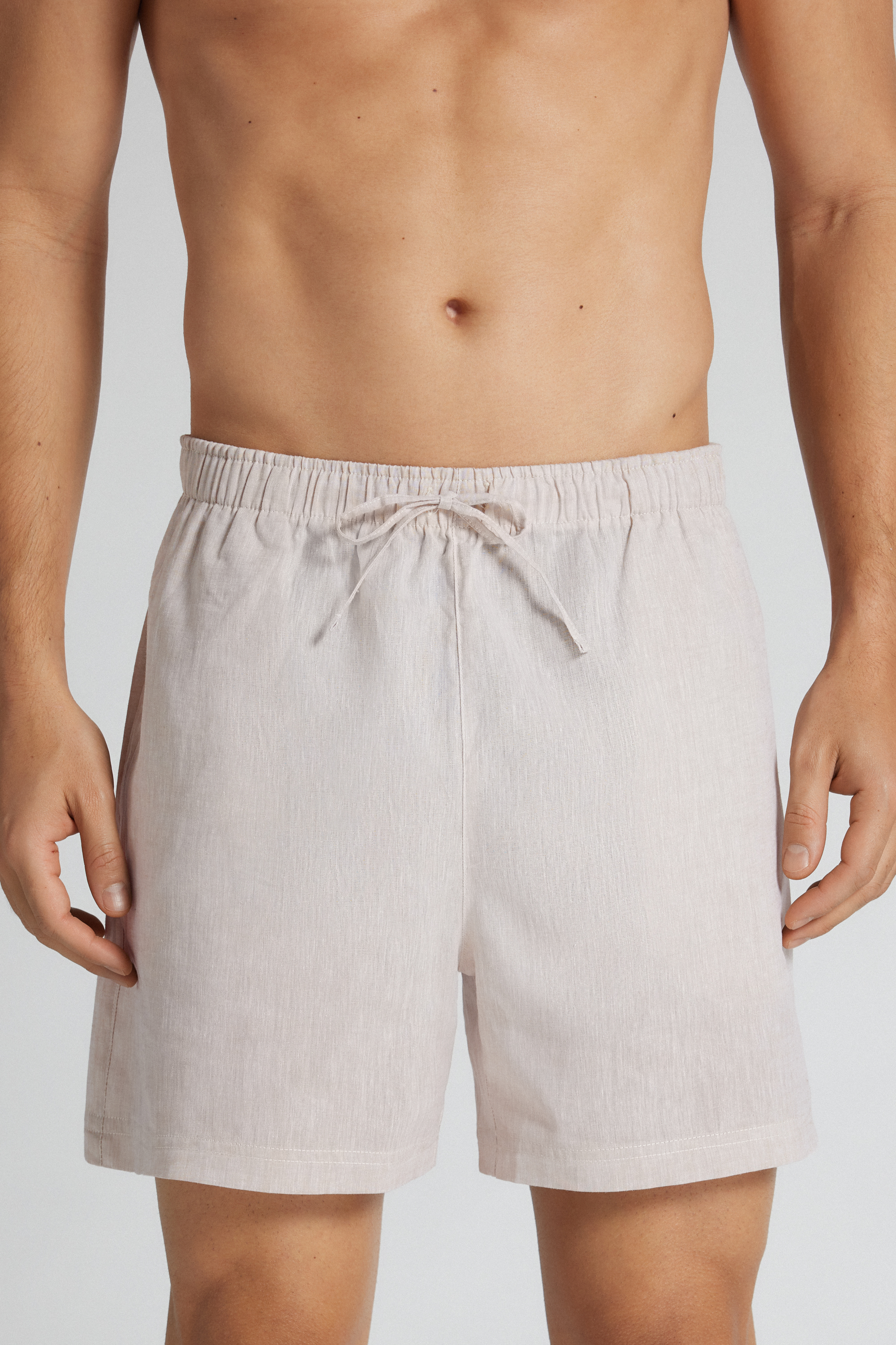 メンズ リネン＆コットン ショートパンツ