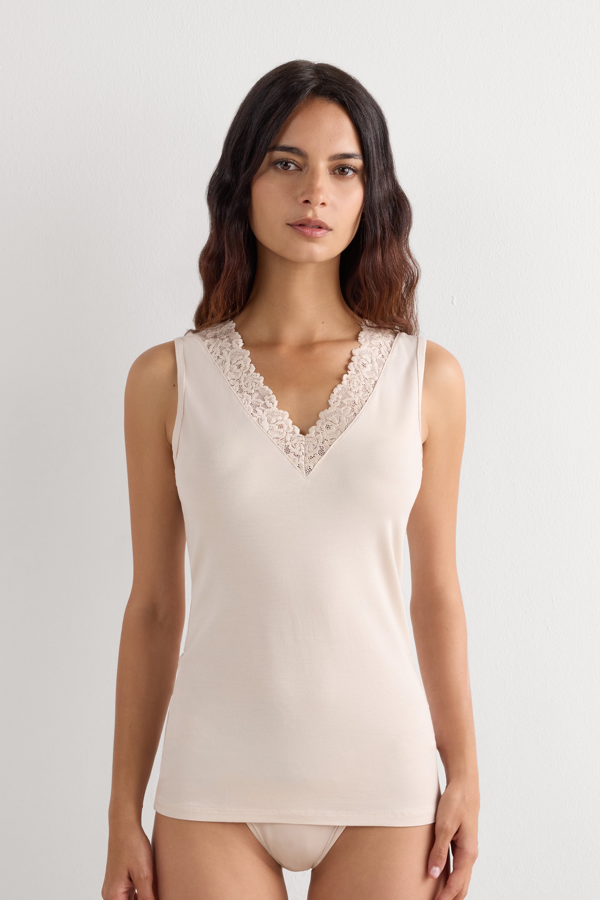 Pretty Flowers モダール＆レース タンクトップ