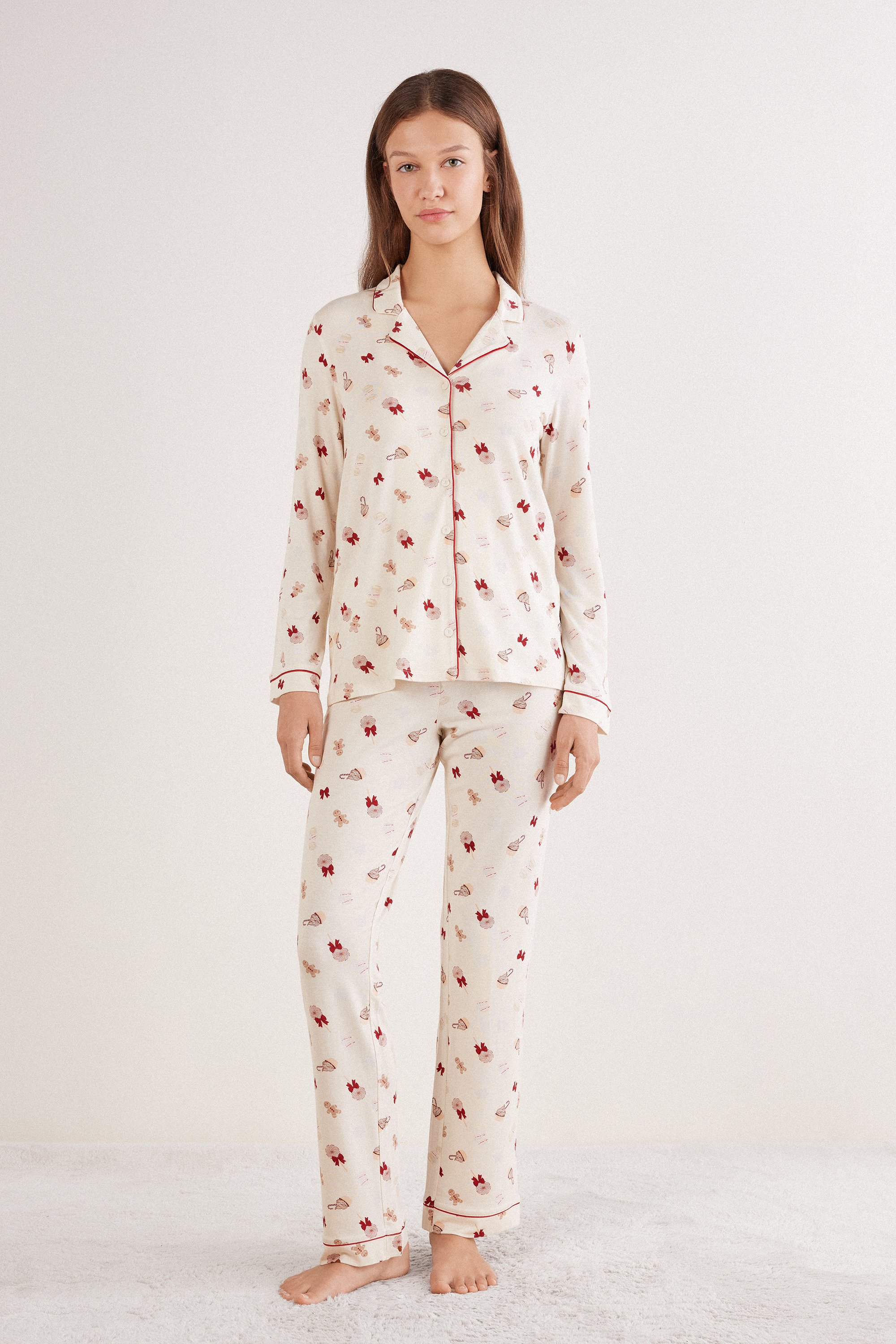 Button-Up Modal Pyjamas with Sweets Print - Intimissimi