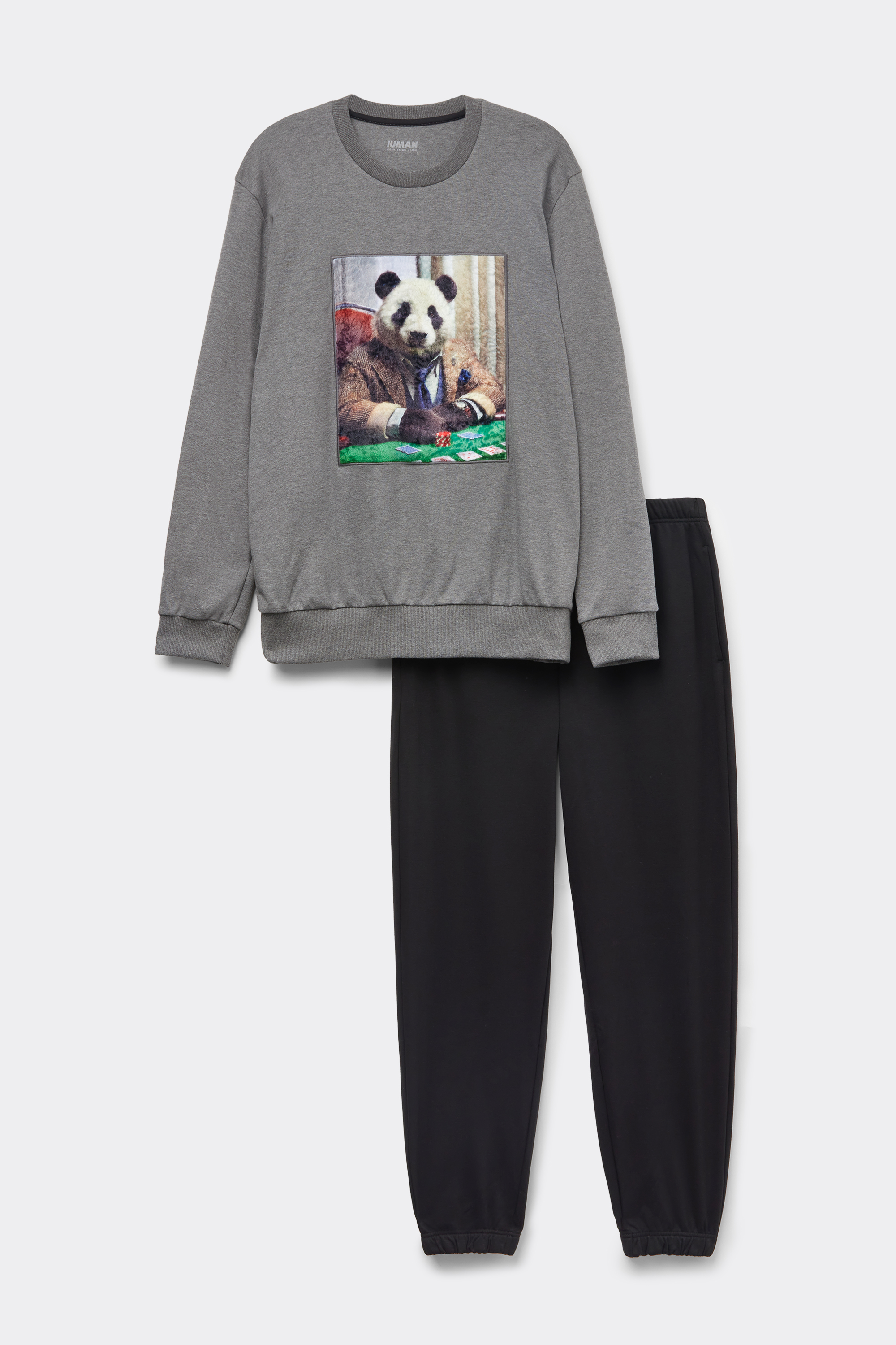 Pigiama Lungo in Cotone Stampa Panda Variation_Master