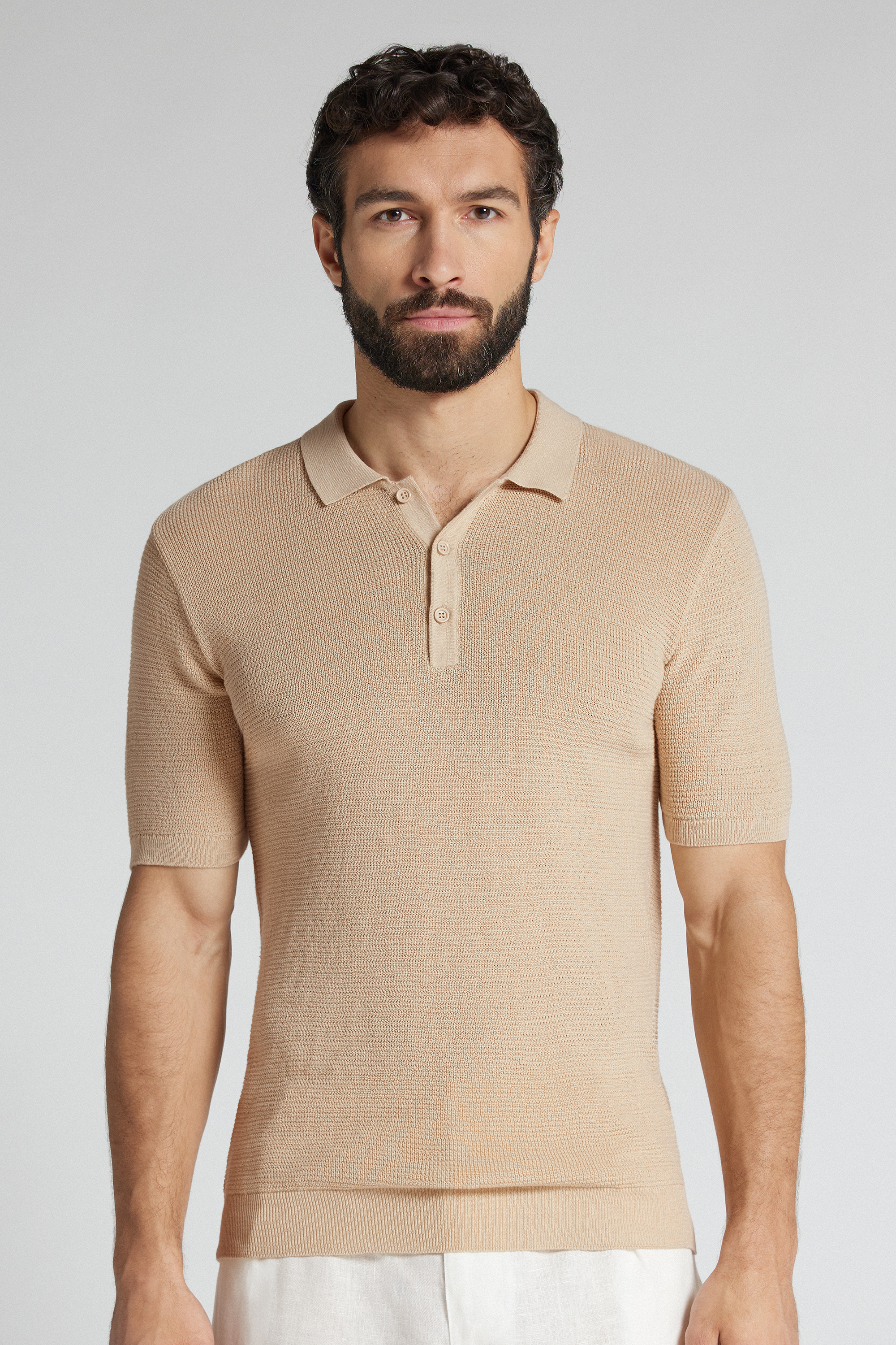 メンズ カットワーク コットン100% ポロシャツ