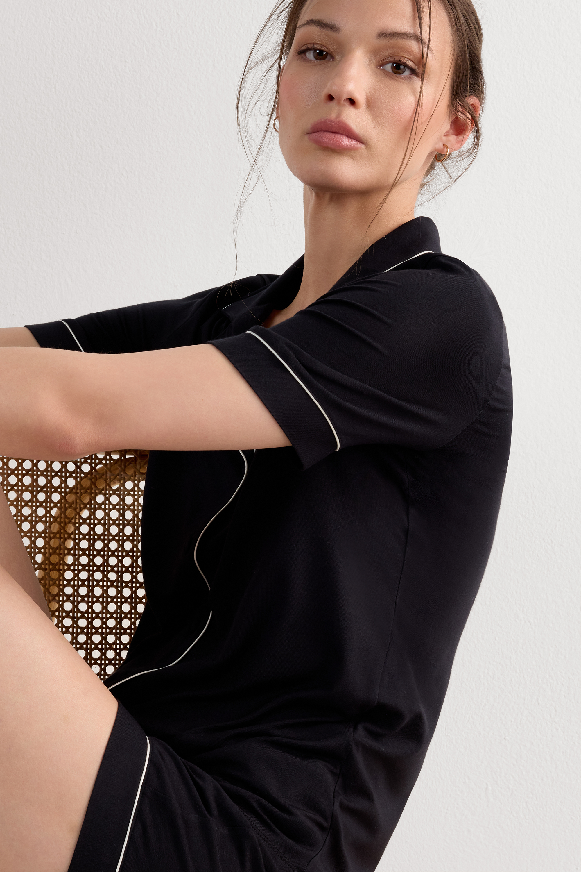 モダール ショートスリーブ フロントオープン シャツ