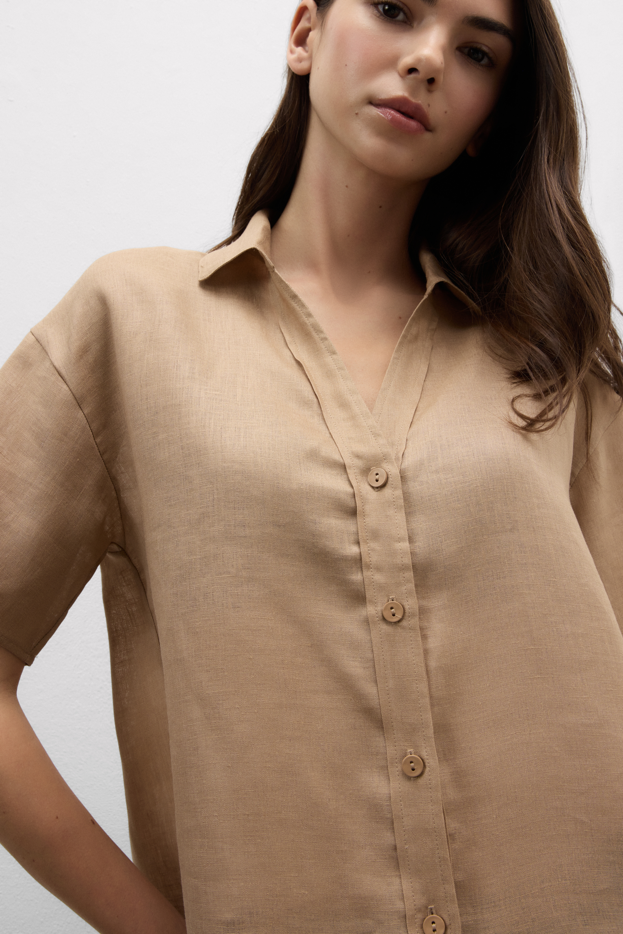 The Pure Linen リネンファブリック ショートスリーブ シャツ
