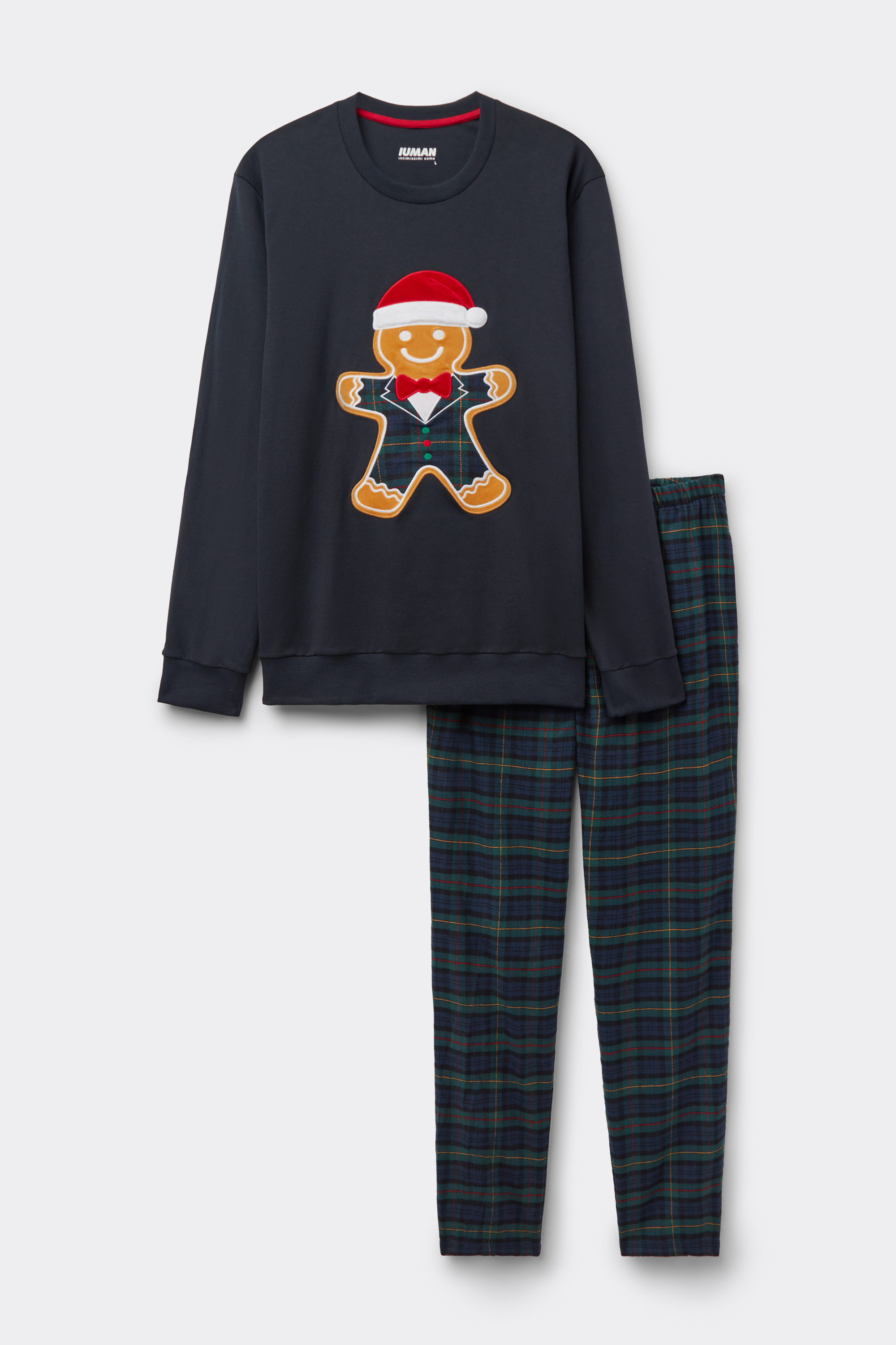 コットン ジンジャーブレッドプリント ロングパジャマ