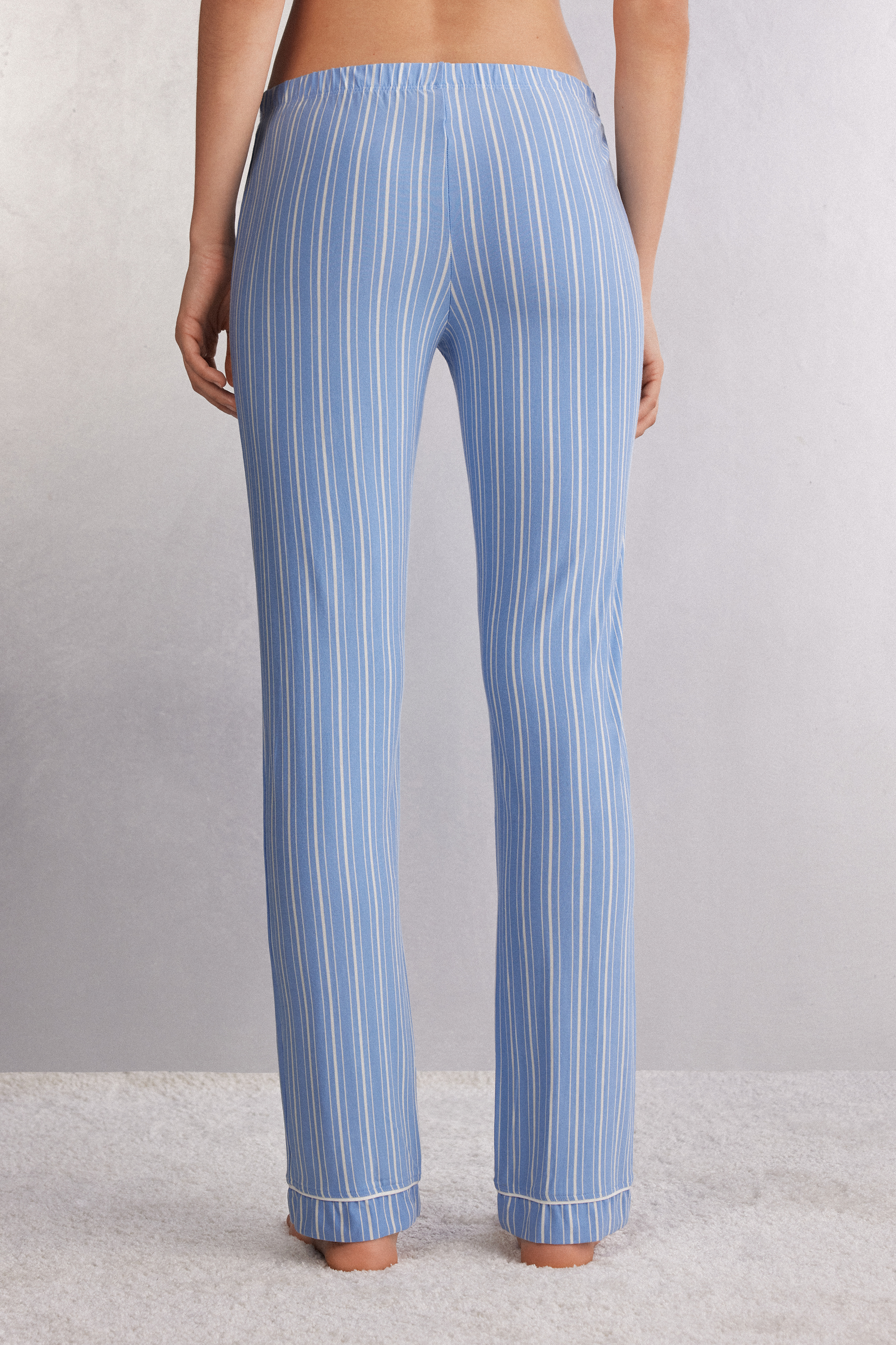 ストライプ オックスフォード モダール ストレートレッグパンツ