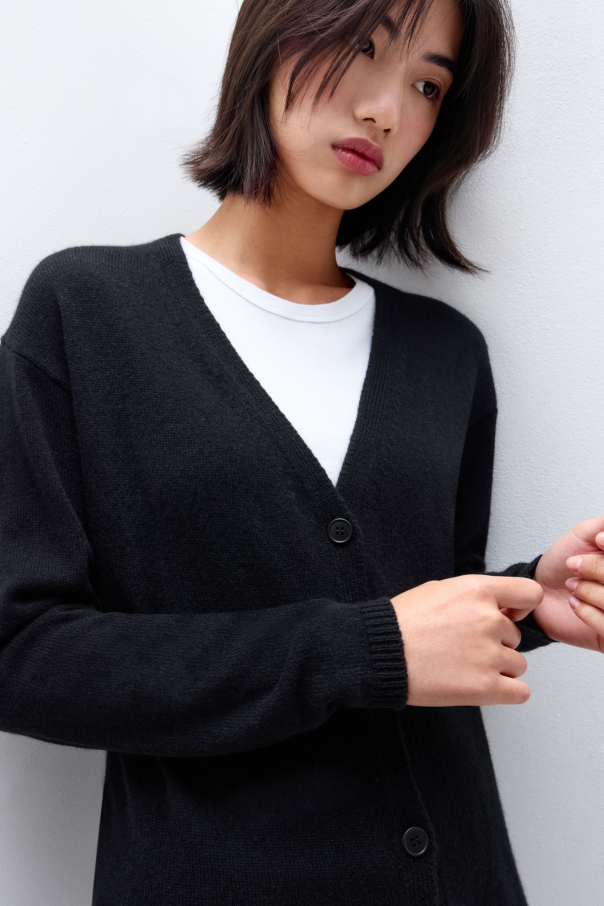 カシミヤ100% ロングスリーブ カーディガン