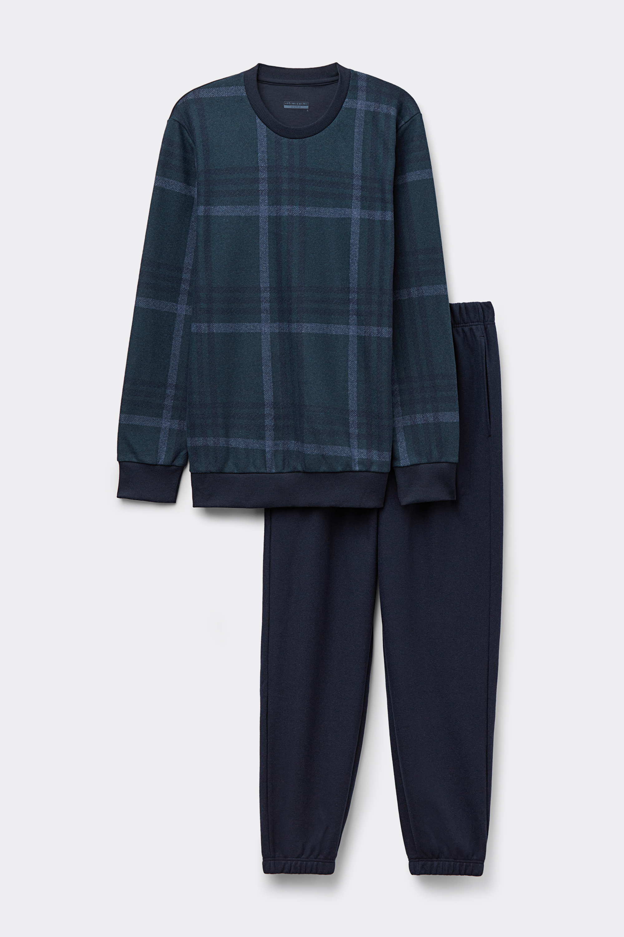 チェック柄 トリコット ロングパジャマ