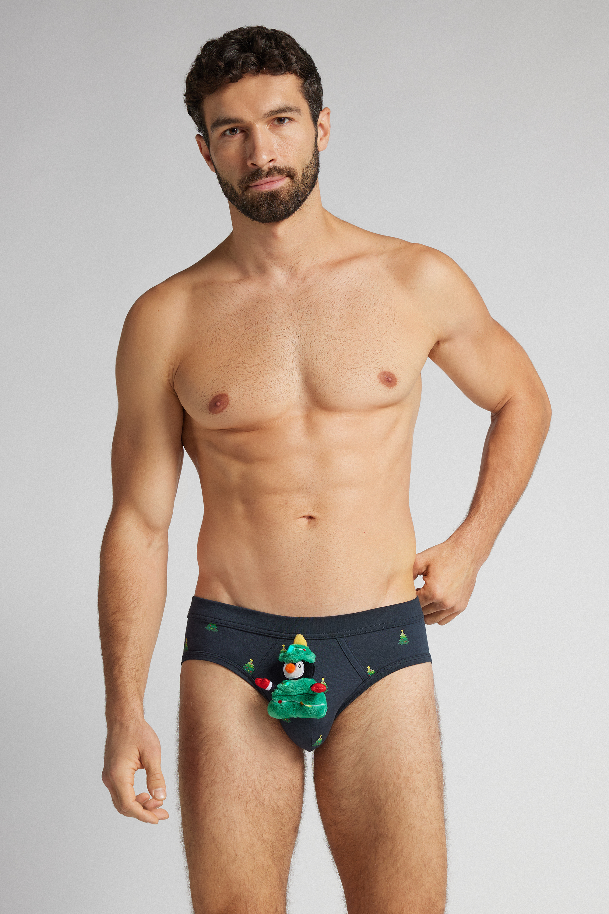 Superior Cotton Plush Penguin Briefs with Christmas Tree | Intimissimi
