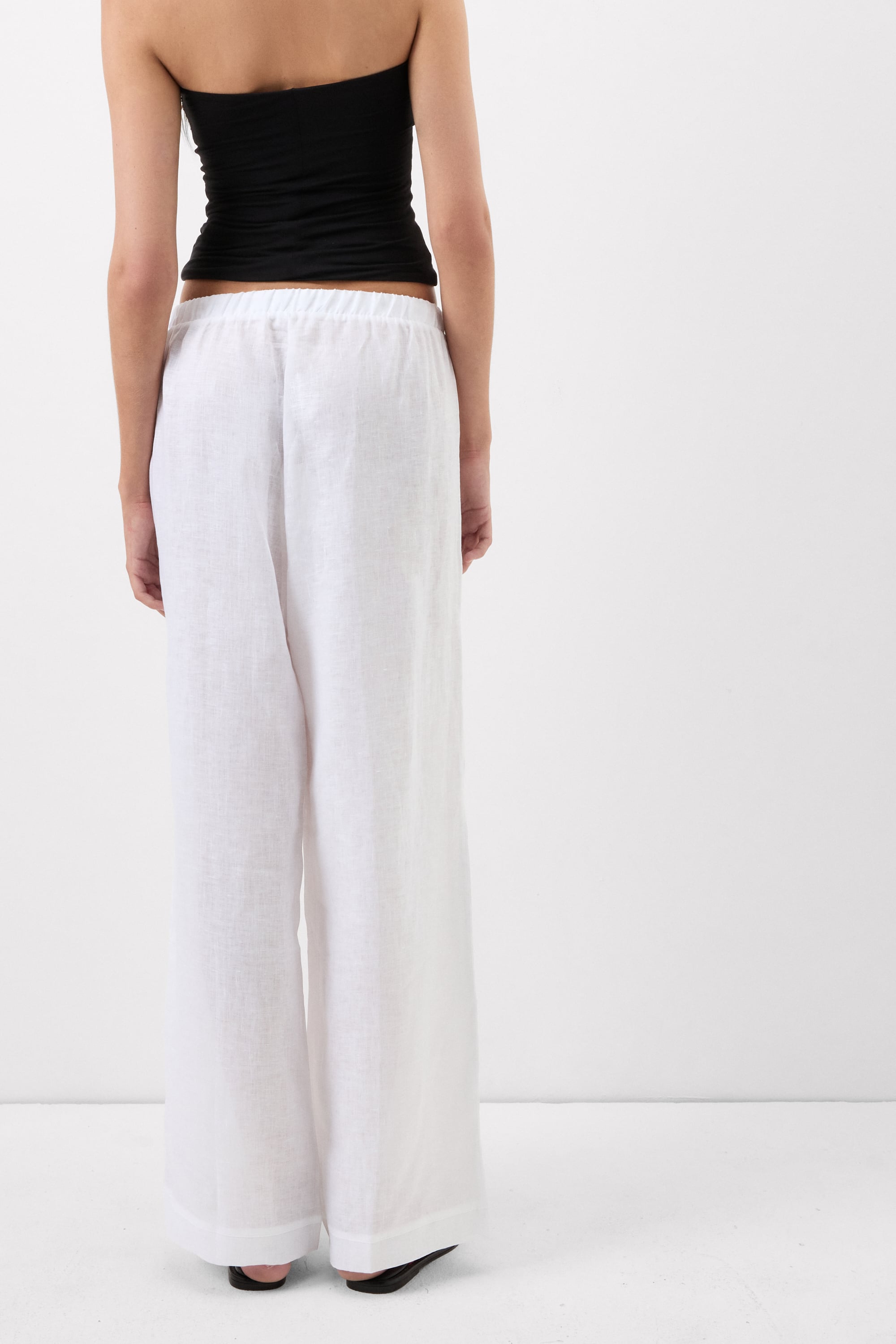 The Pure Linen リネンファブリック ドローストリング ロングパンツ