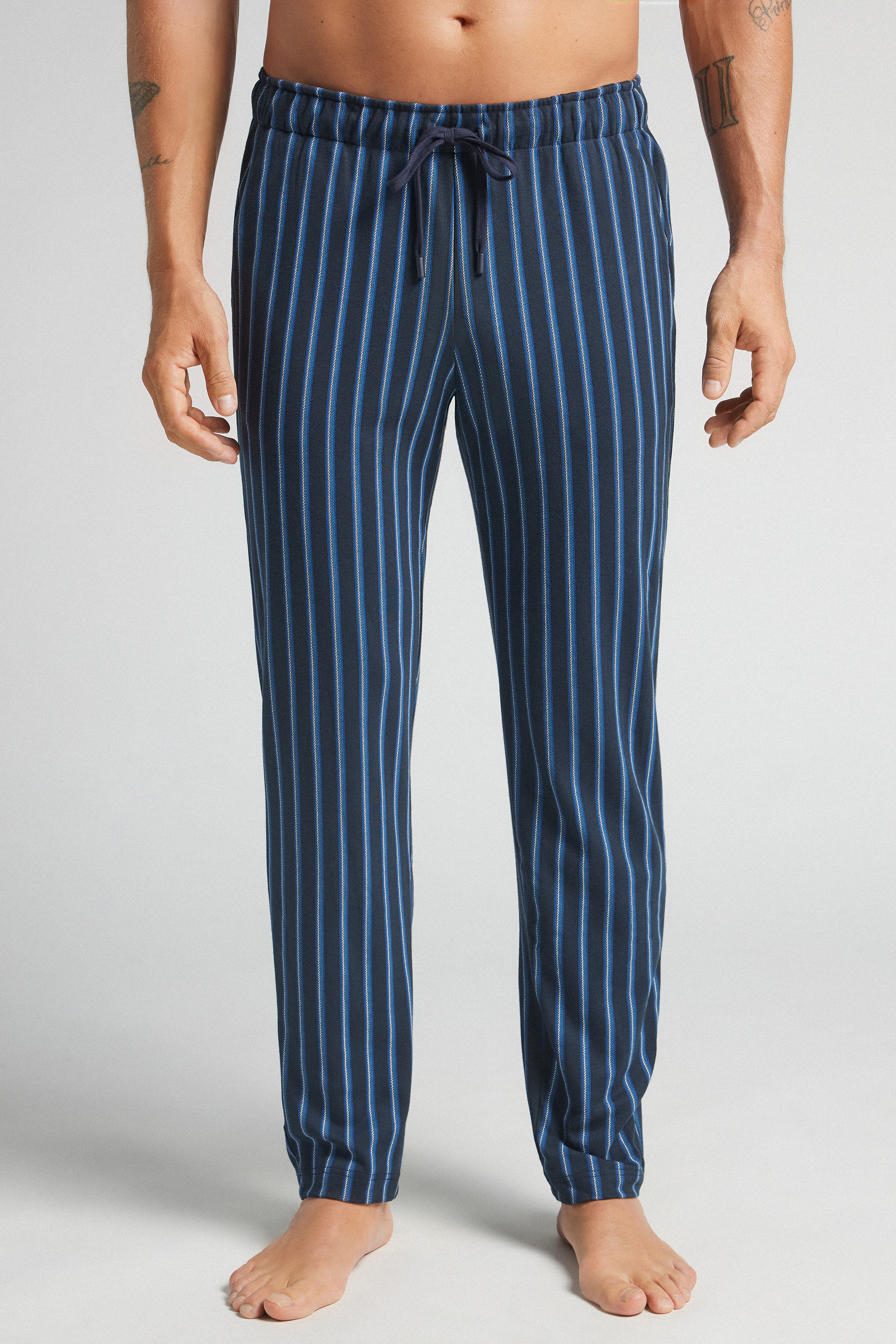 ストライプ コットン ロングパンツ