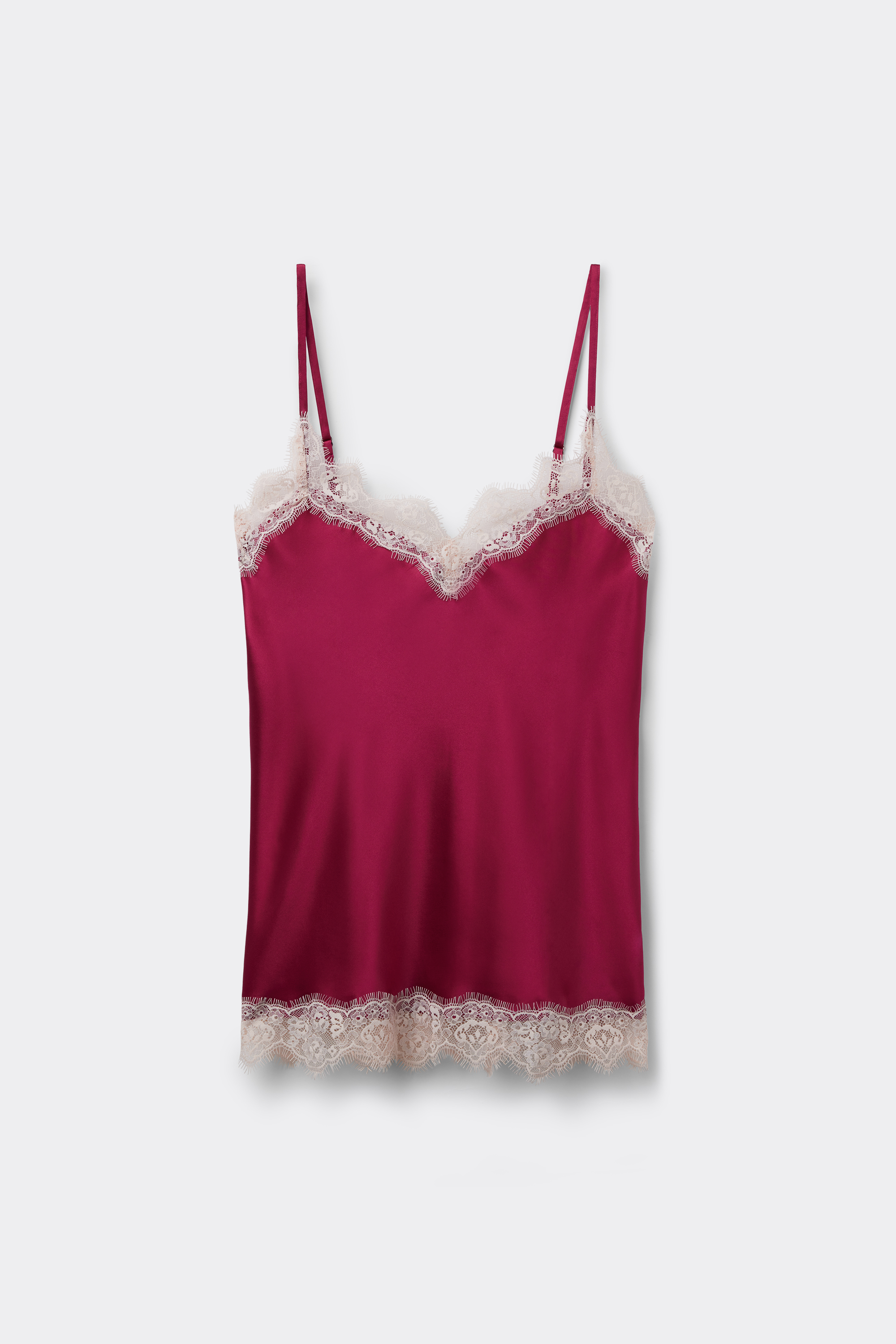 コントラスト シルク＆レース トップス