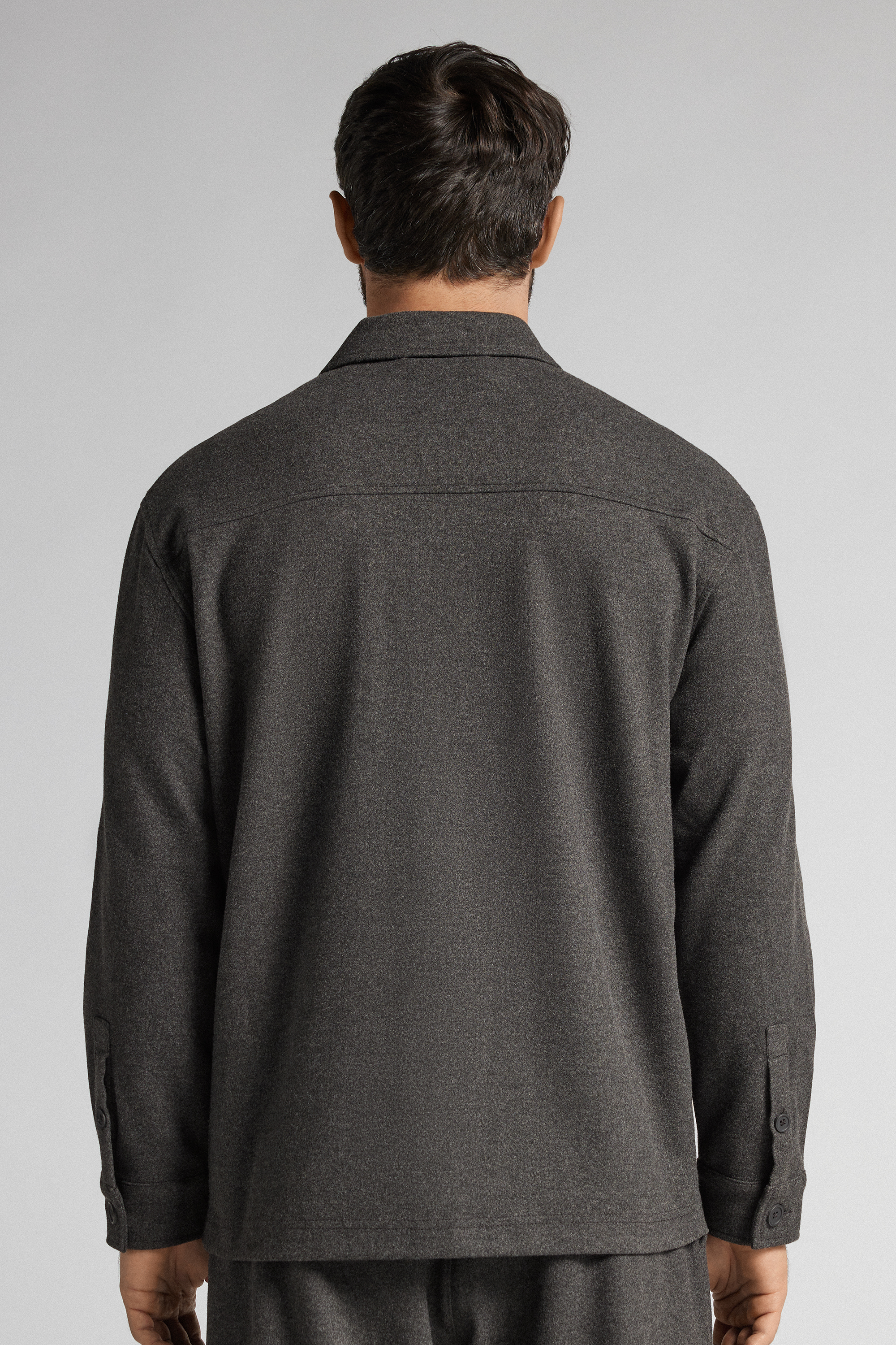 フェルト調ファブリック ボタン付き オーバーシャツ ジャケット