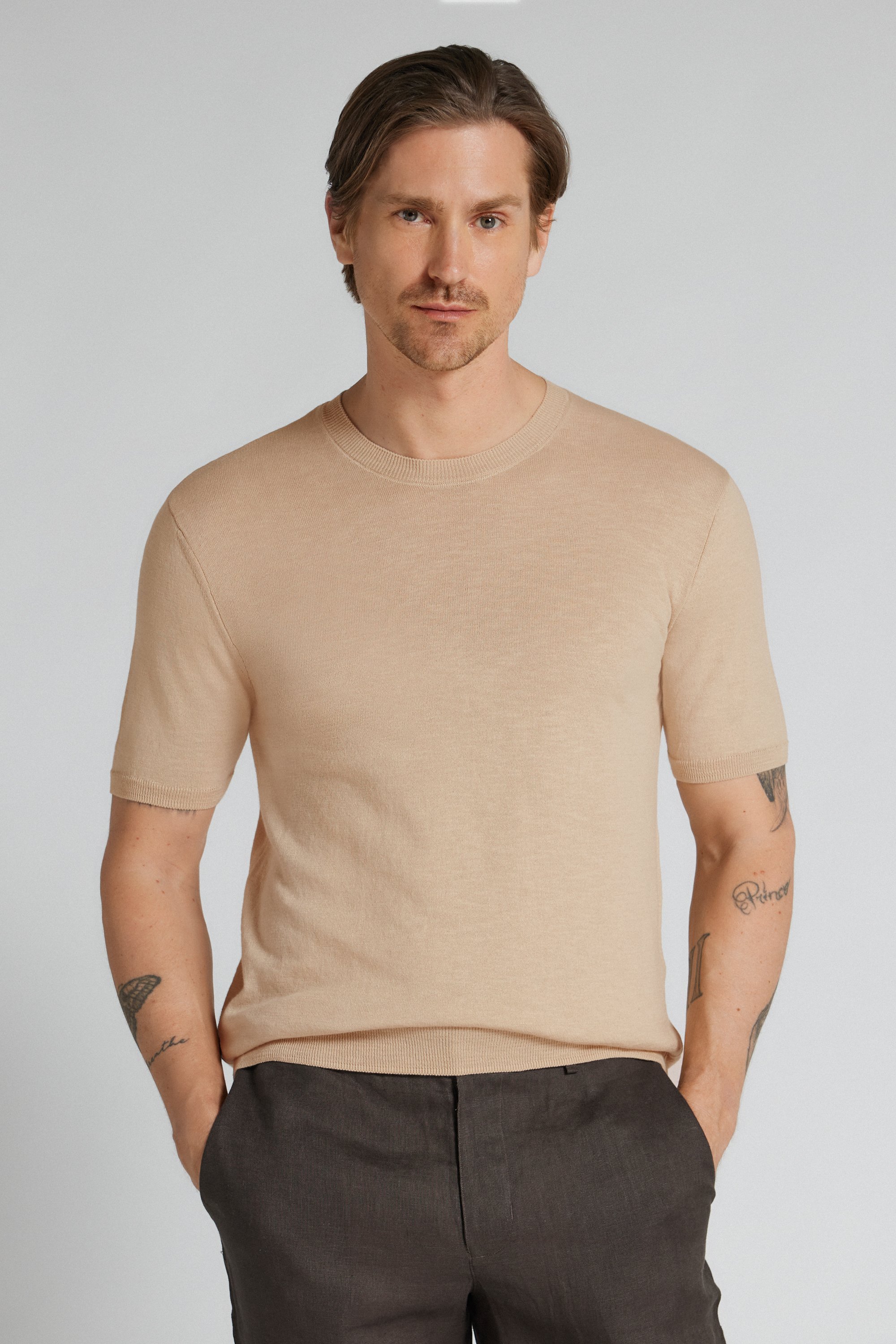 スラブコットン ニット ショートスリーブ Tシャツ