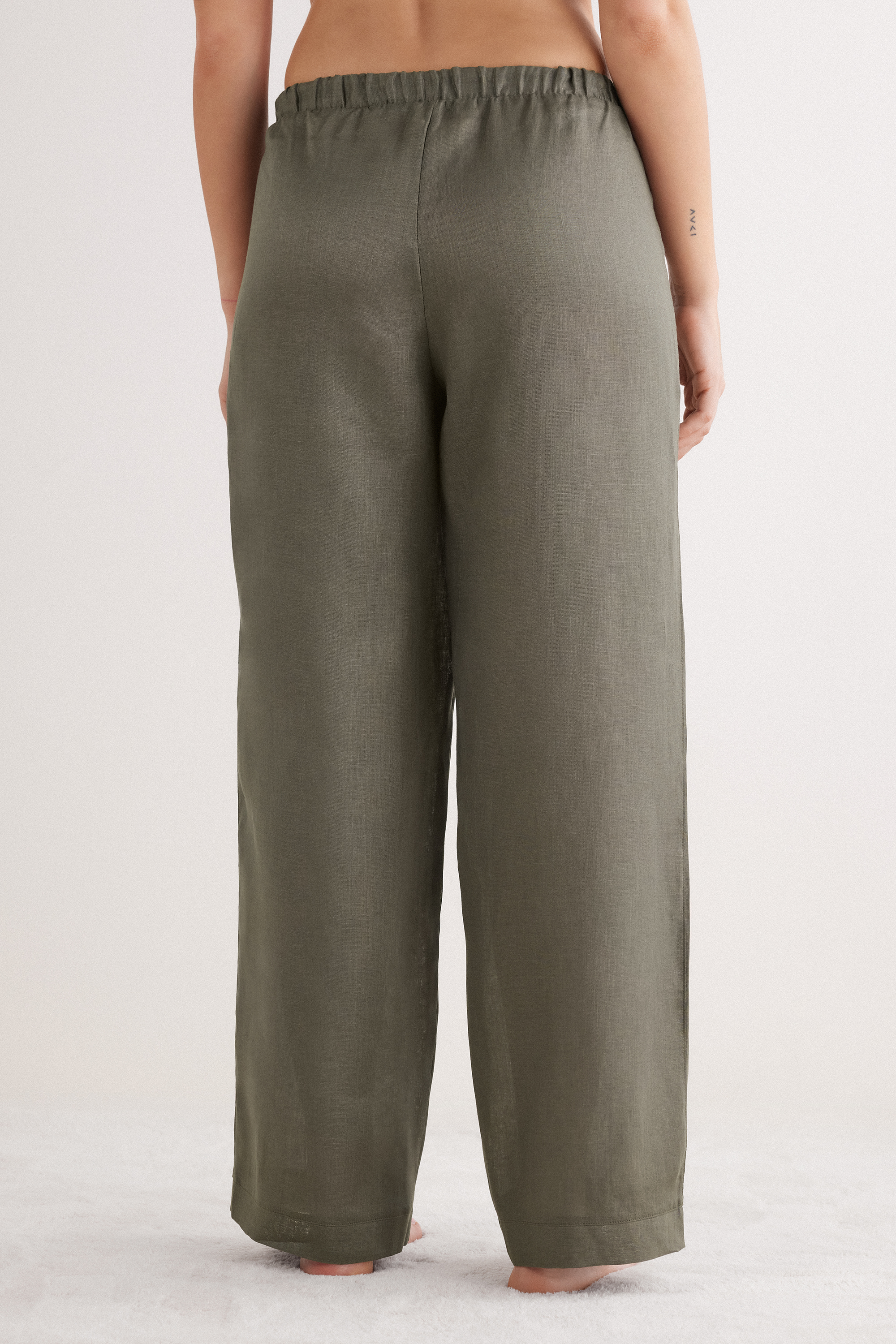 The Pure Linen リネンファブリック ドローストリング ロングパンツ